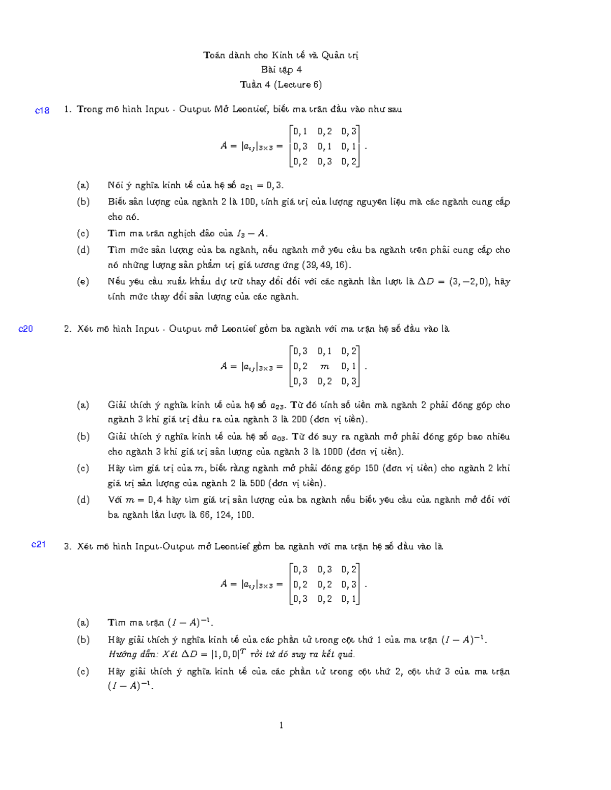 BT 4 - Bài Tập Mô Hình Input-Output Mở Leontief - Studocu