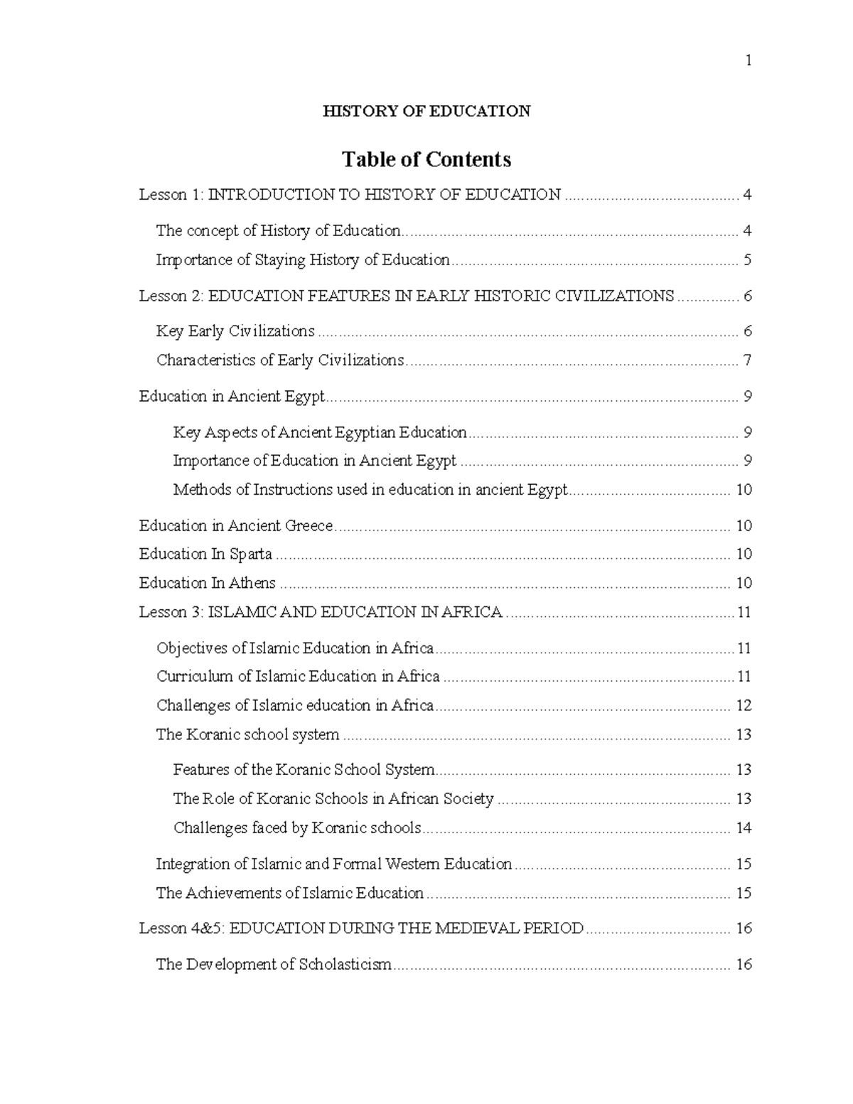 HIST 111: Comprehensive Overview of the History of Education - Studocu