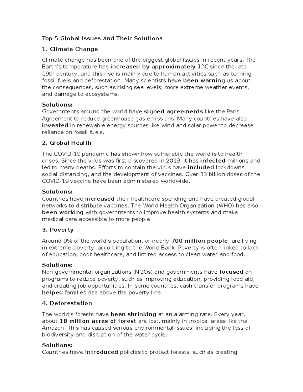 Global Issues Workshop: Top 5 Challenges & Solutions - Studocu