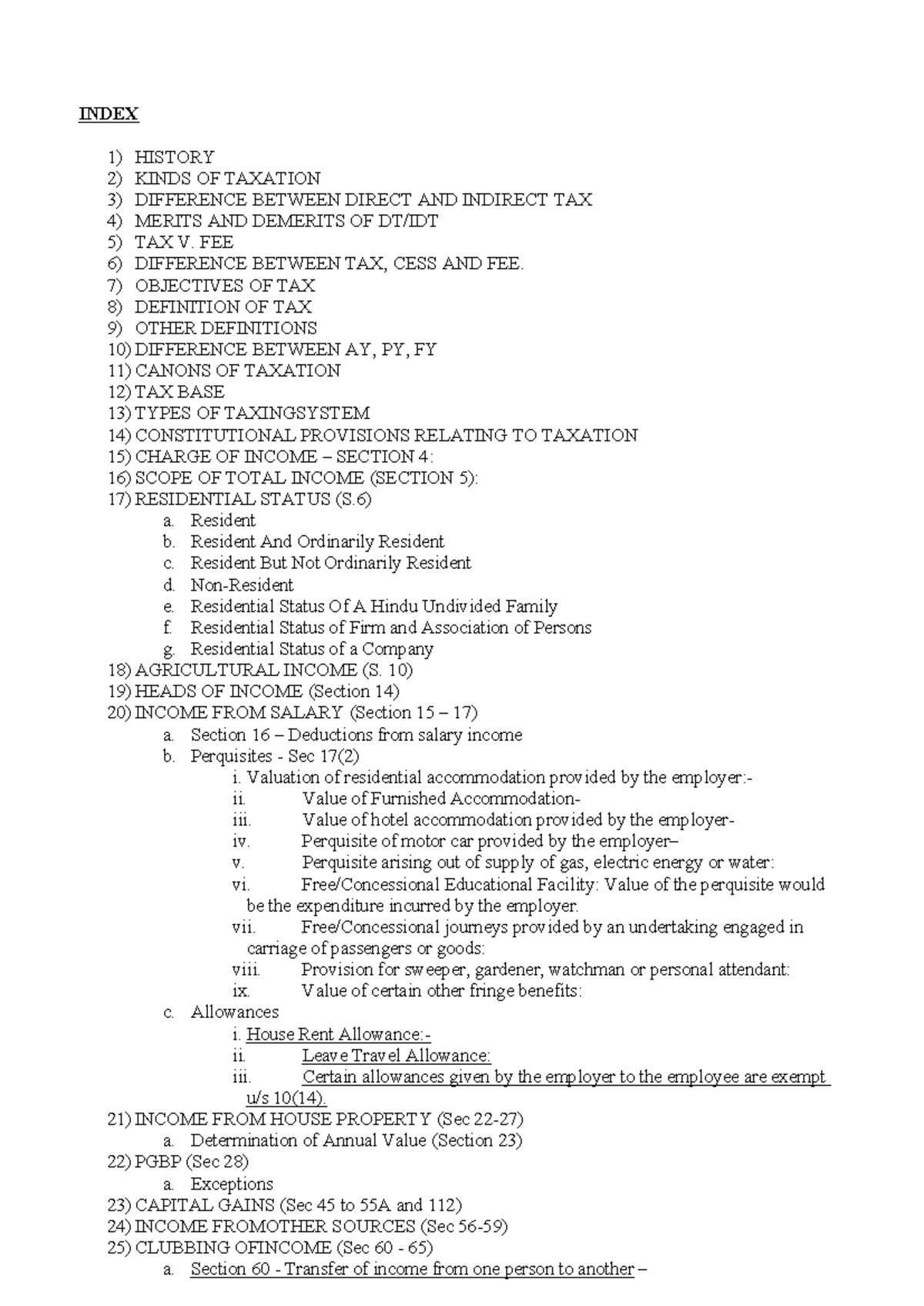 TAX 101: Comprehensive Notes for Final Exam on Direct & Indirect ...