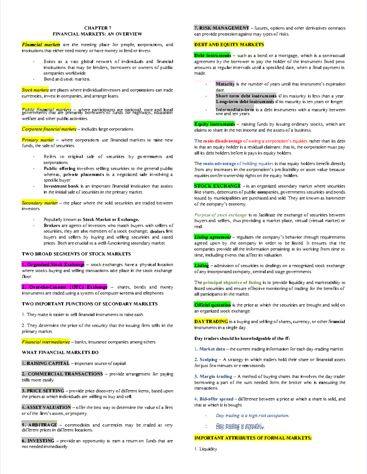 Chapter 7-8 Financial Markets Overview and Money Market Insights - Studocu