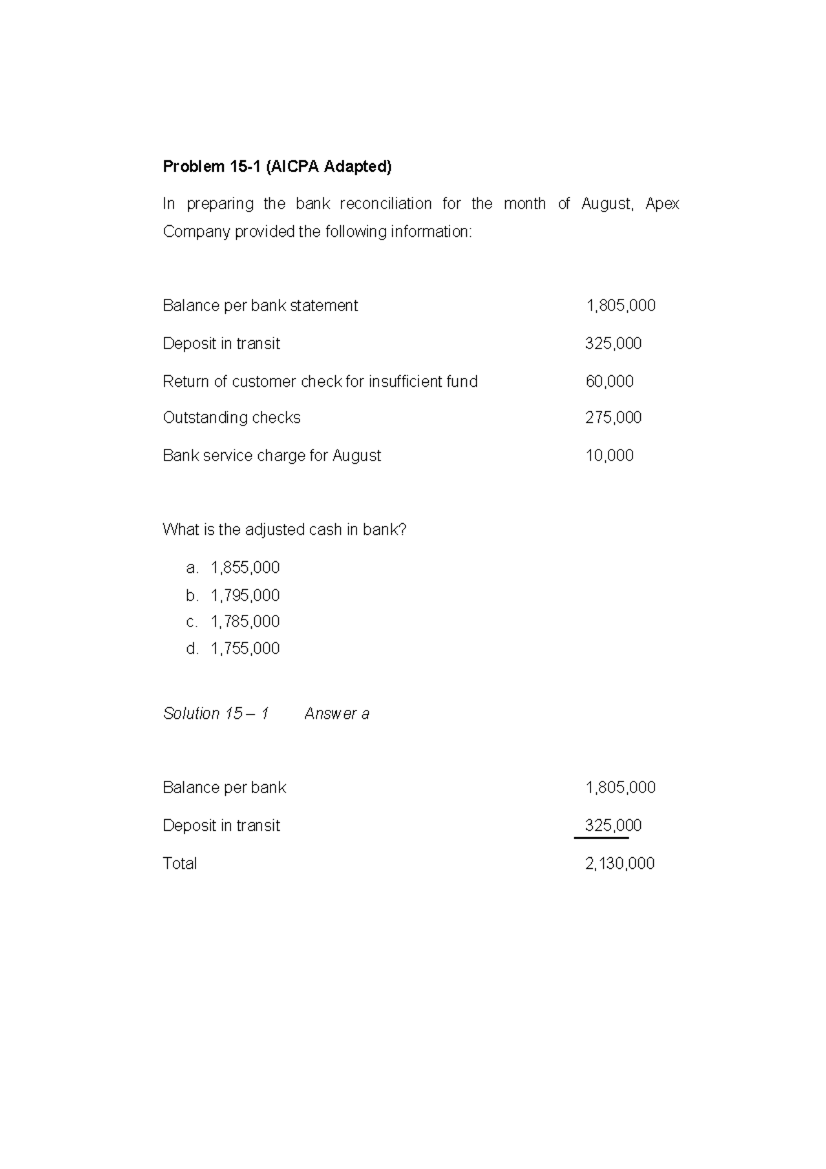 Bank-reconciliation-problems-with-answer-key compress - Problem 15-1 ...
