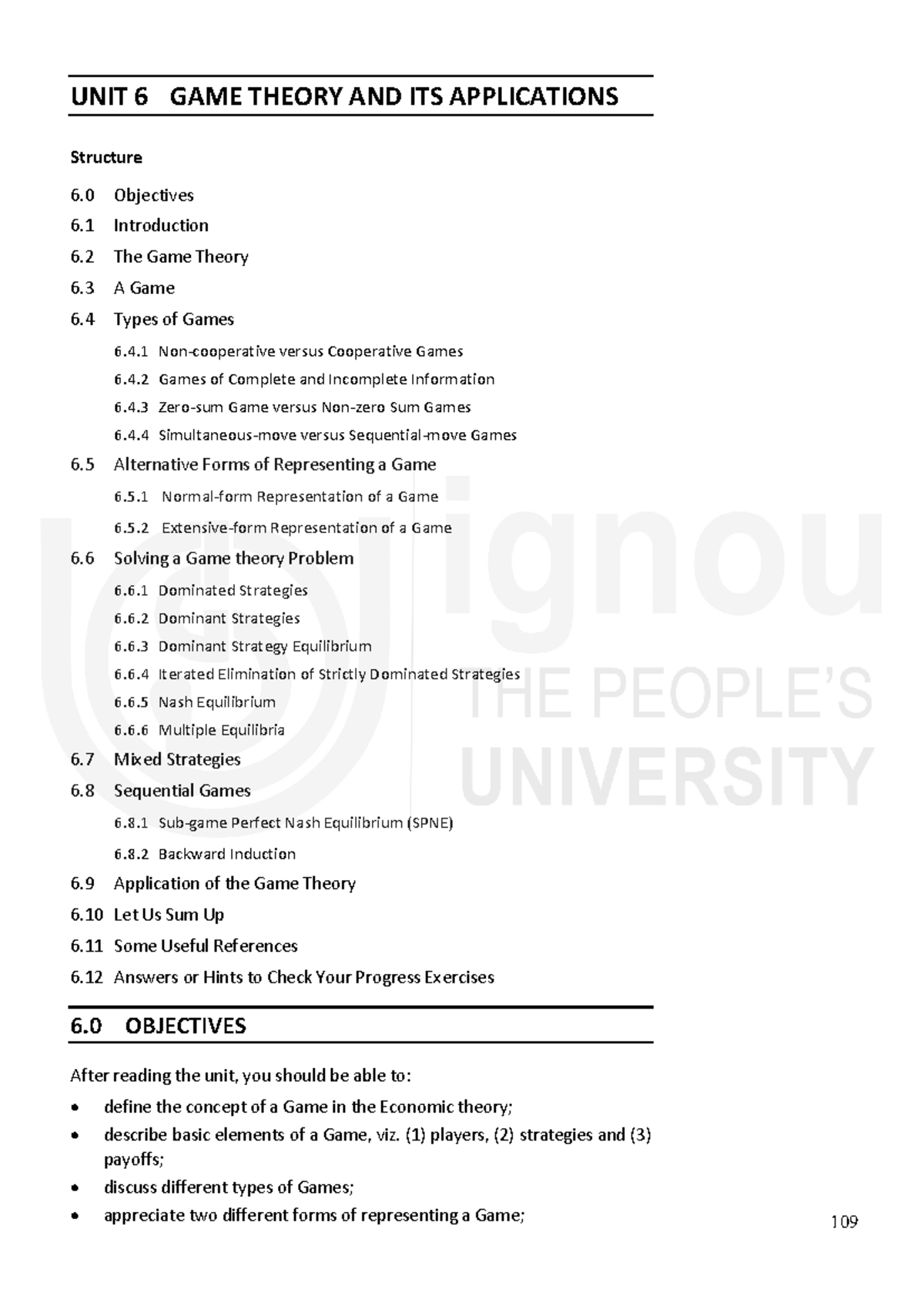 Unit 6: Game Theory & Its Applications - Concepts & Strategies - Studocu