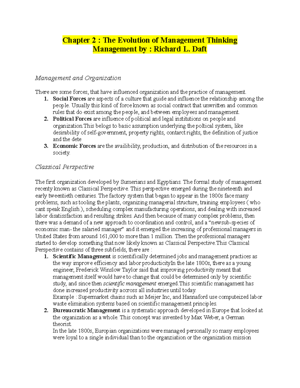 Management 101: Ch 2 - Evolution of Management Thinking Insights - Studocu