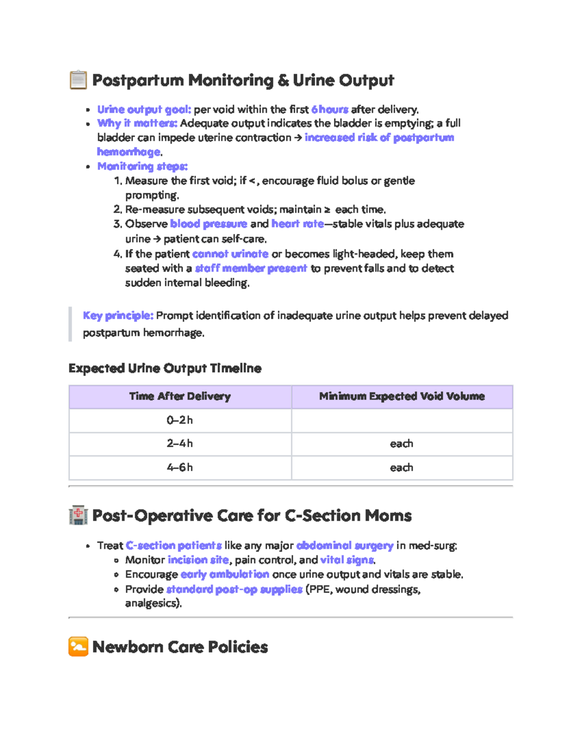 Clinical Wk. 1: Postpartum Monitoring & Newborn Care Guidelines - Studocu