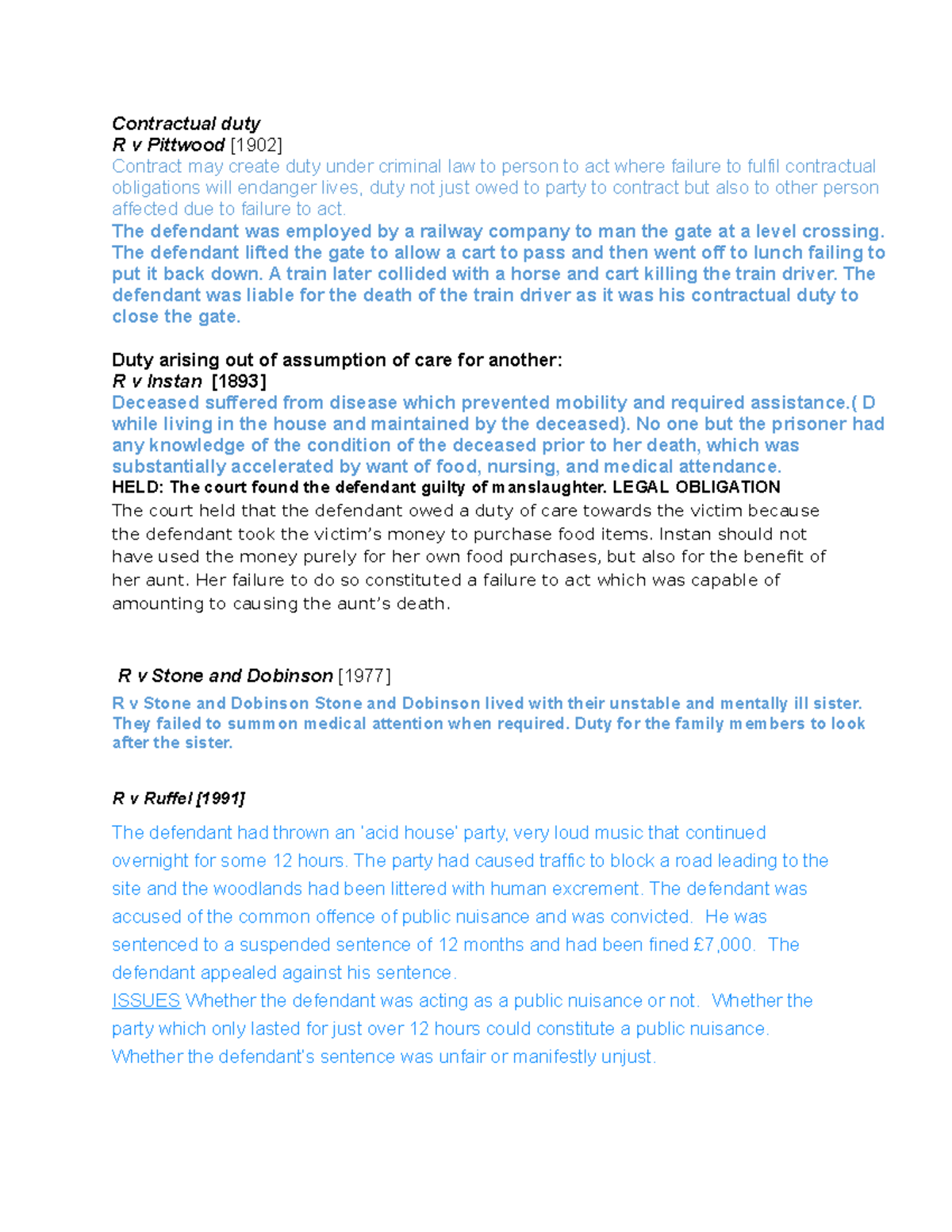 Criminal Law Key Cases: Chapter 1 Analysis and Summaries - Studocu