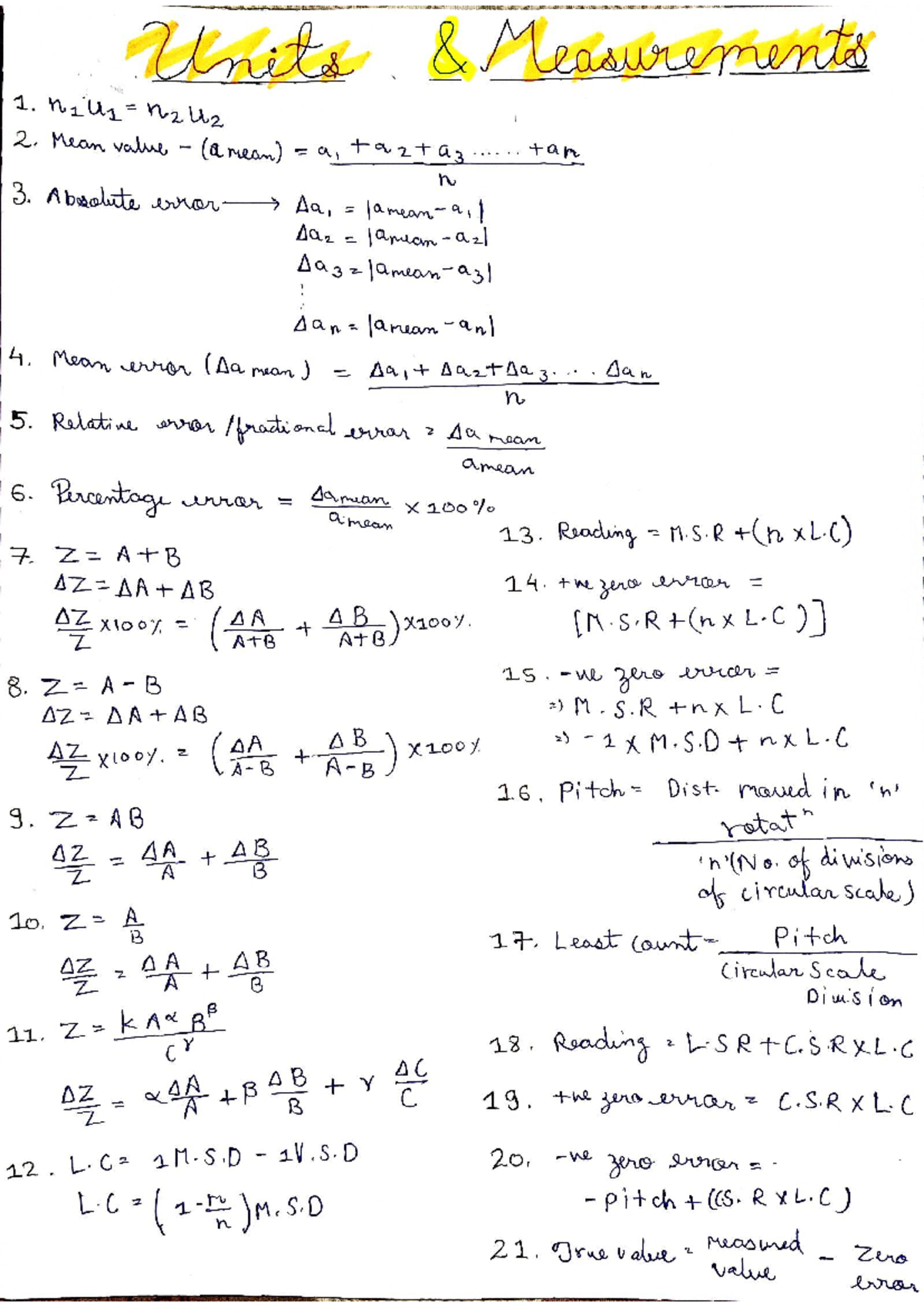 Units Of Measurement In Physics Formula