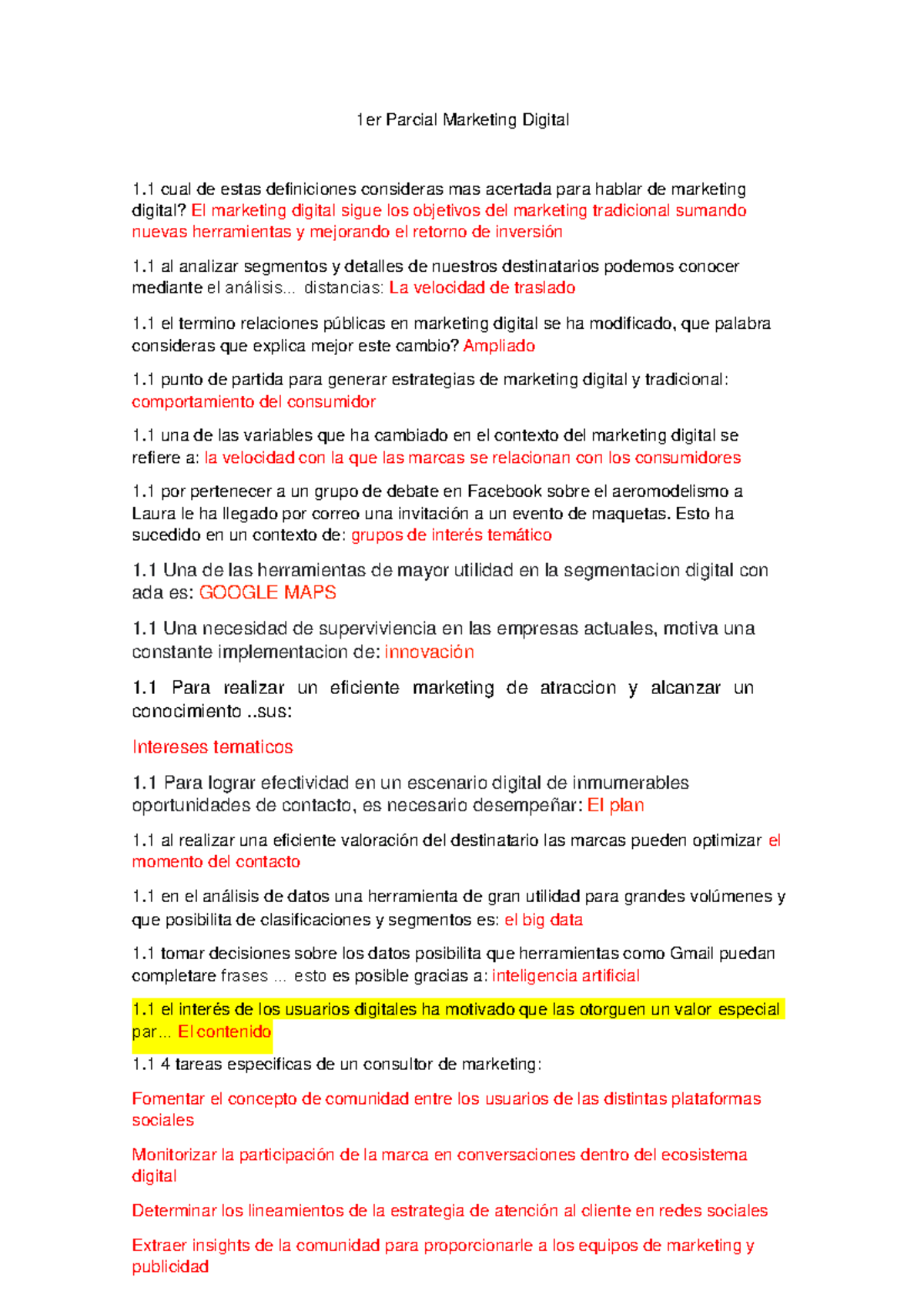 1er Parcial Marketing Digital 1: Conceptos y Estrategias Clave - Studocu