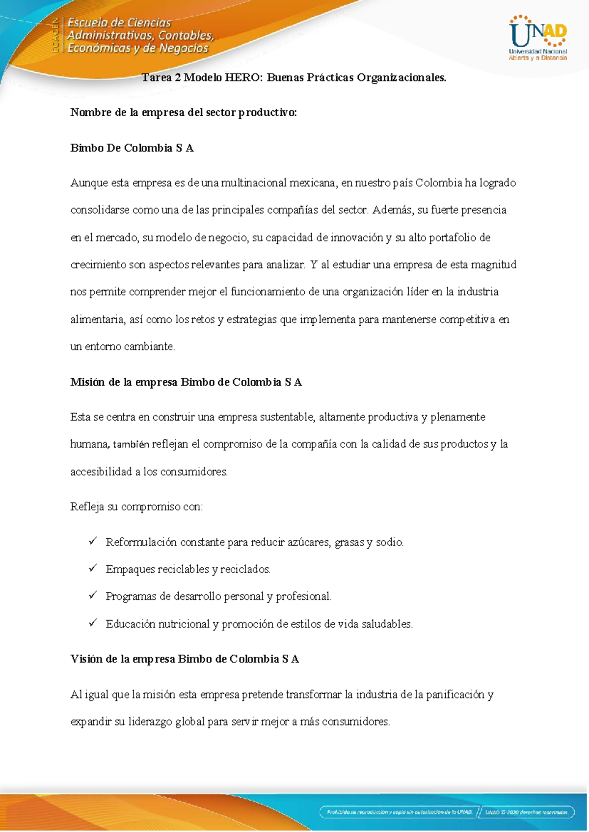 Tarea 2 - Modelo HERO en Bimbo de Colombia: Buenas Prácticas ...