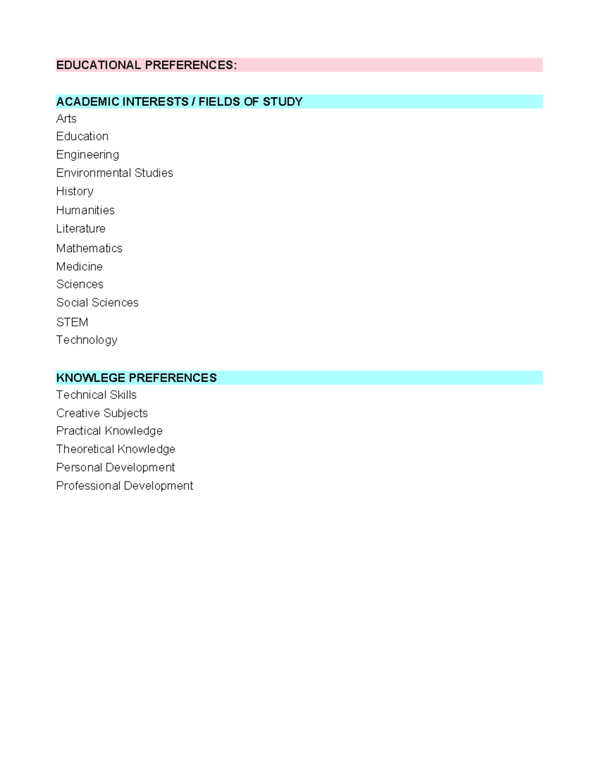 EDUCATIONAL PREFERENCES & LEARNING STYLES OVERVIEW - COURSE CODE - Studocu