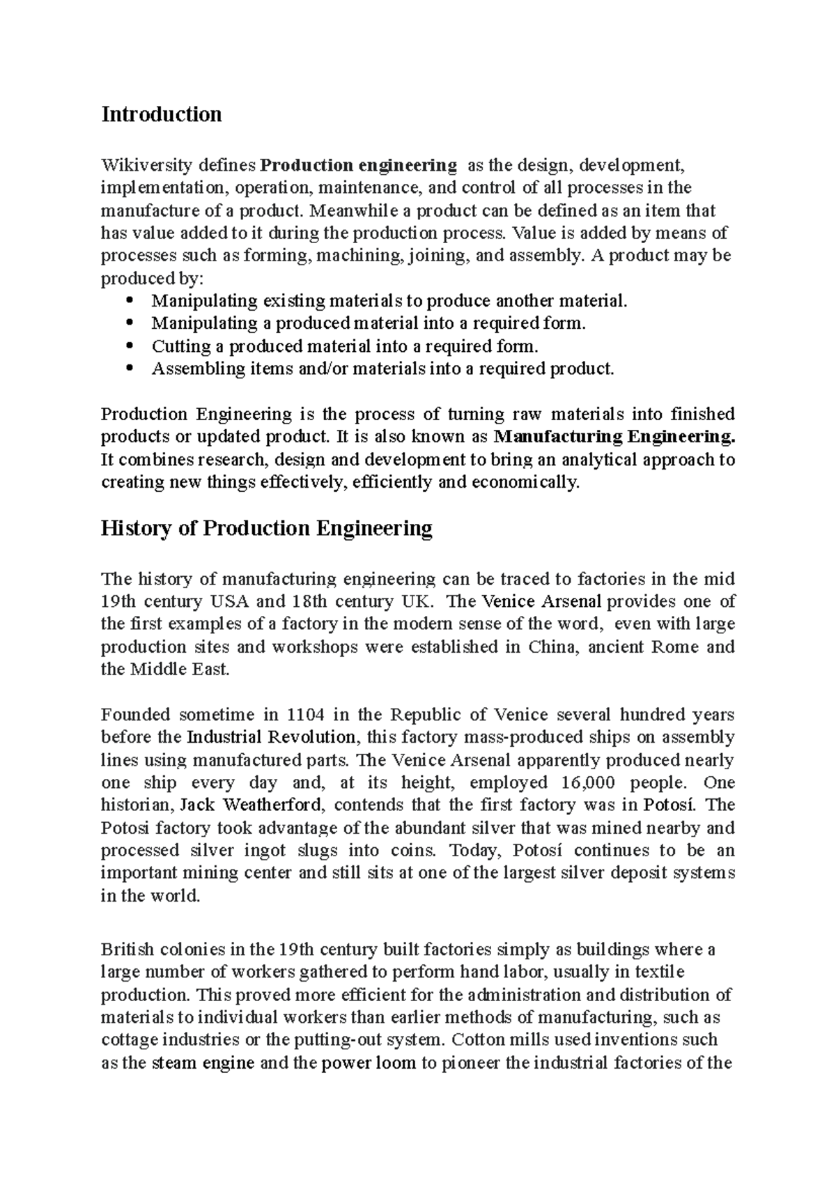 Production Engineering Term Paper - Introduction Wikiversity defines ...