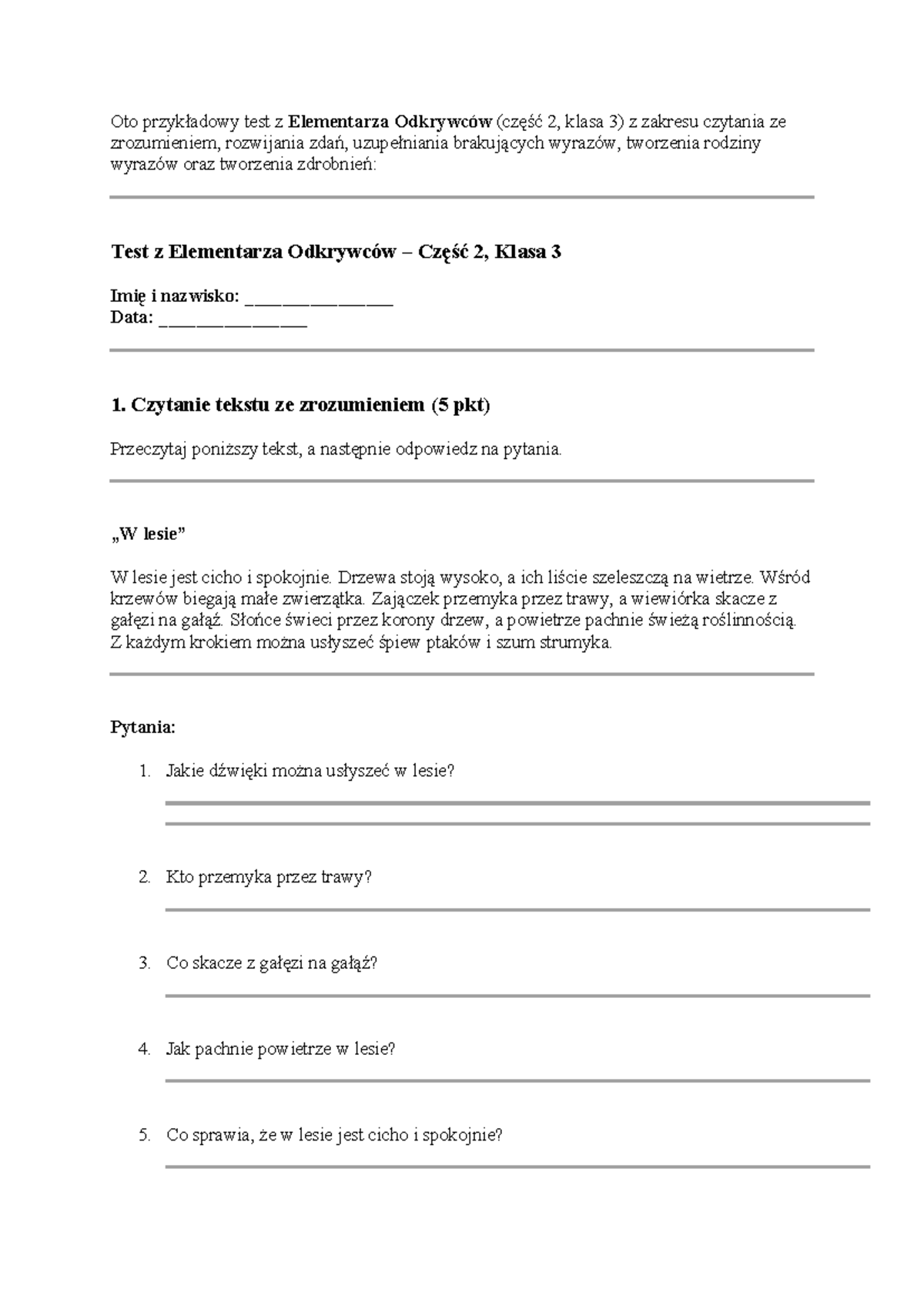 Elementatz Odkrywców 3 Sprawdzian Docer