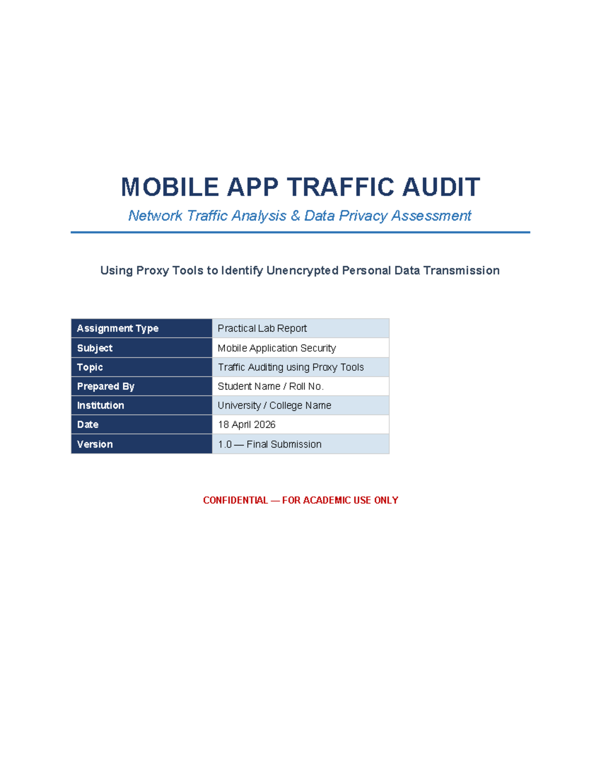 Mobile App Traffic Audit (MOBILE APP SEC 101) - Practical Lab Report ...
