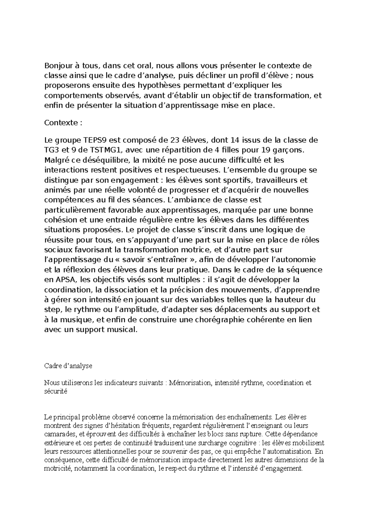 O1 Step - Note de cours sur la Mémorisation et la Coordination en APSA ...