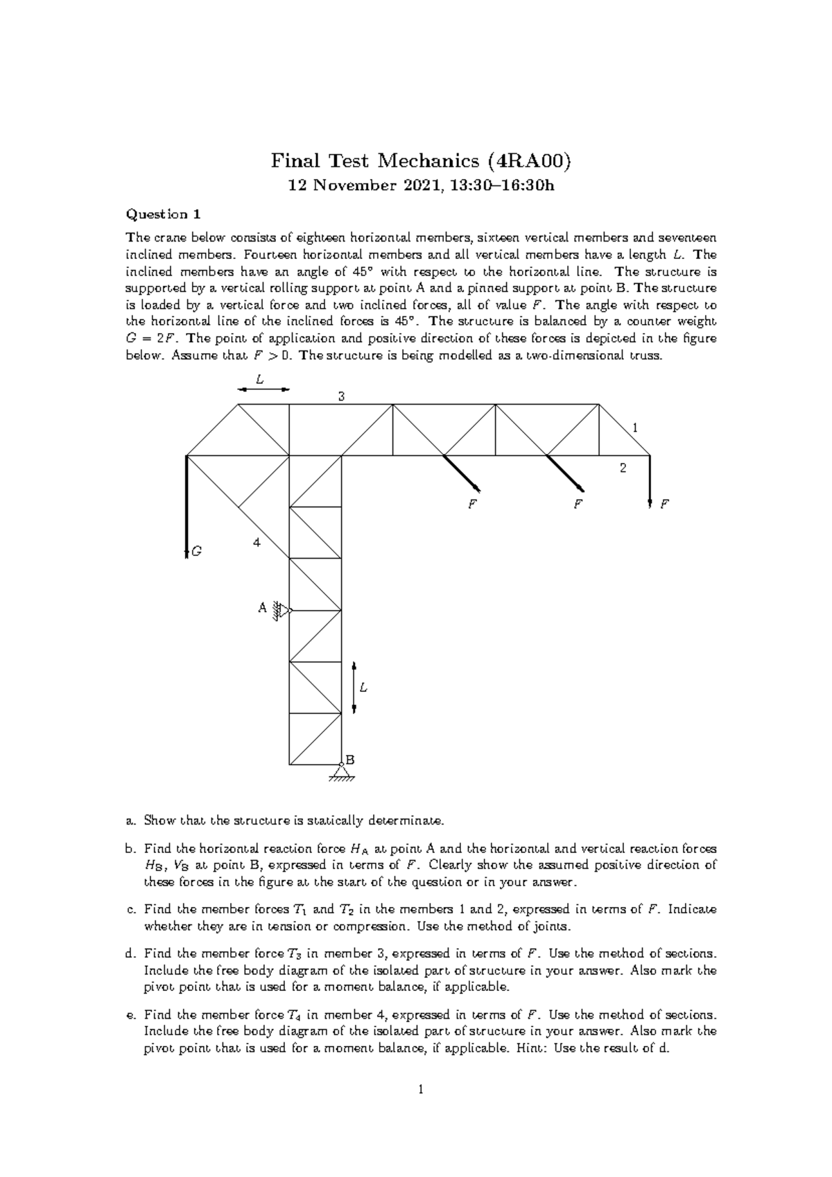Final Exam Mechanics (4RA00) - Comprehensive Test Questions - Studeersnel