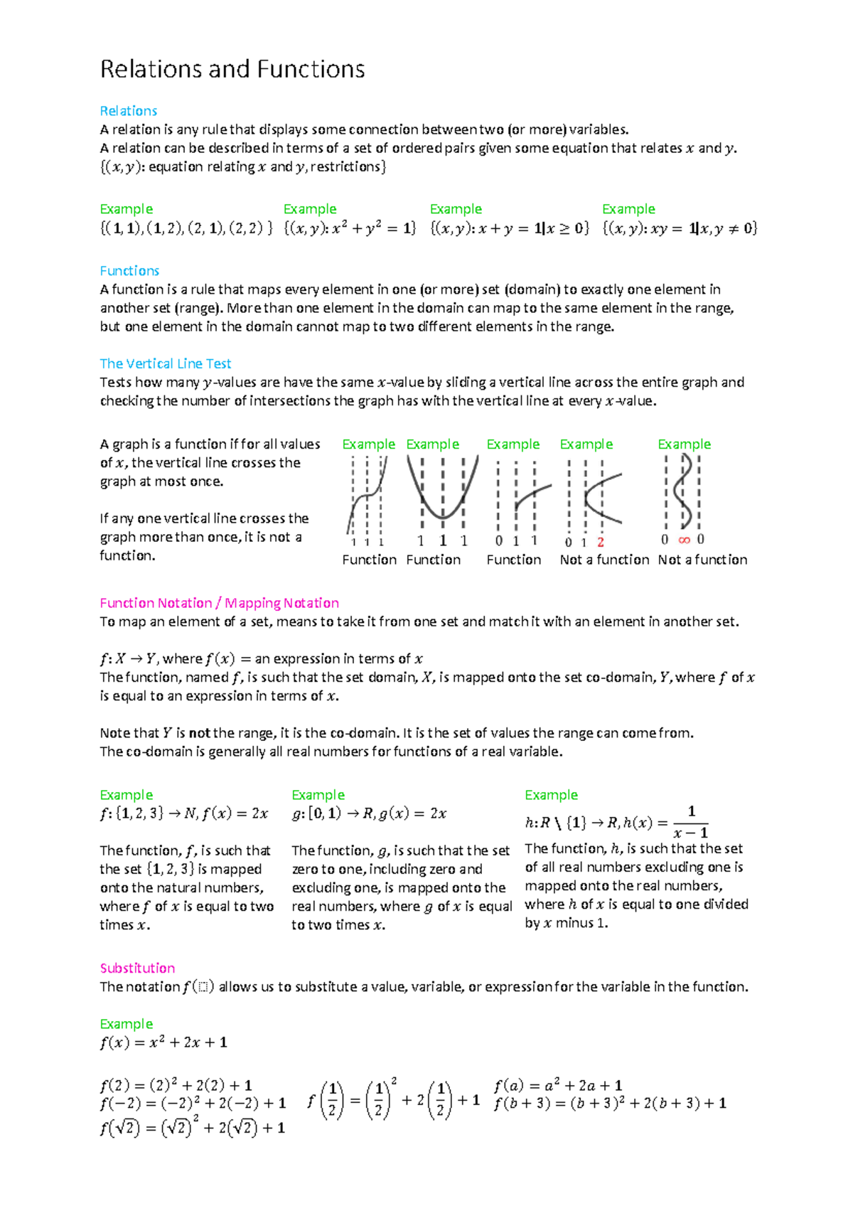 Relations and Functions - Relations A relation is any rule that ...