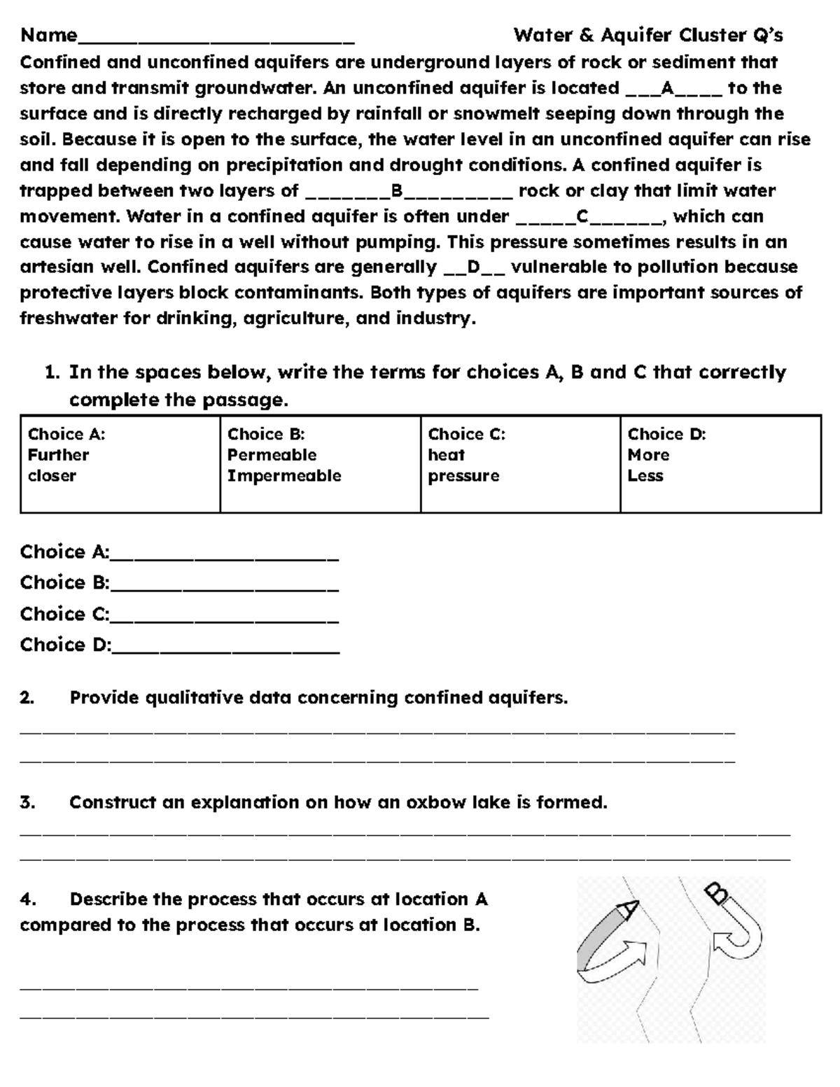 Aquifer Cluster Q's - Review for Earth and Space Regents Exam - Studocu