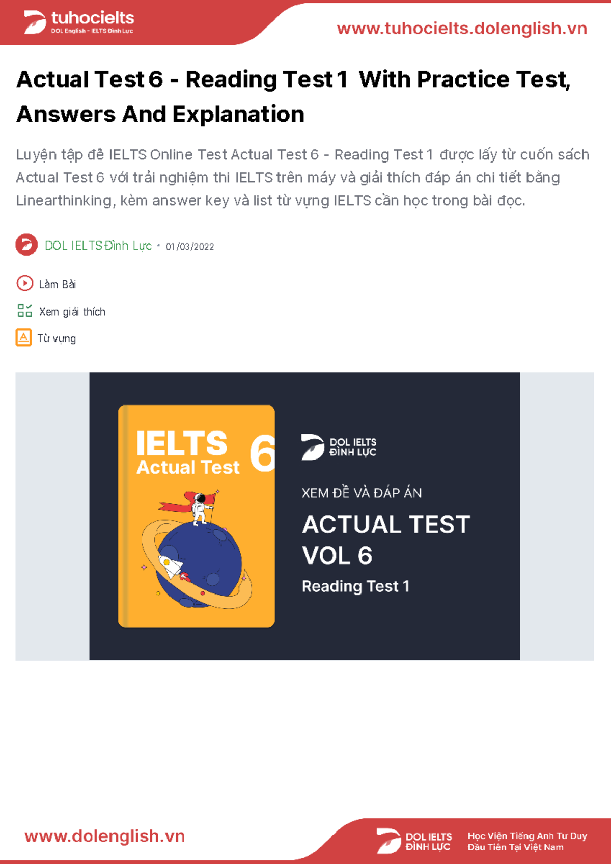 AT6 - IELTS Reading Test 1 with Answers and Explanation - Studocu
