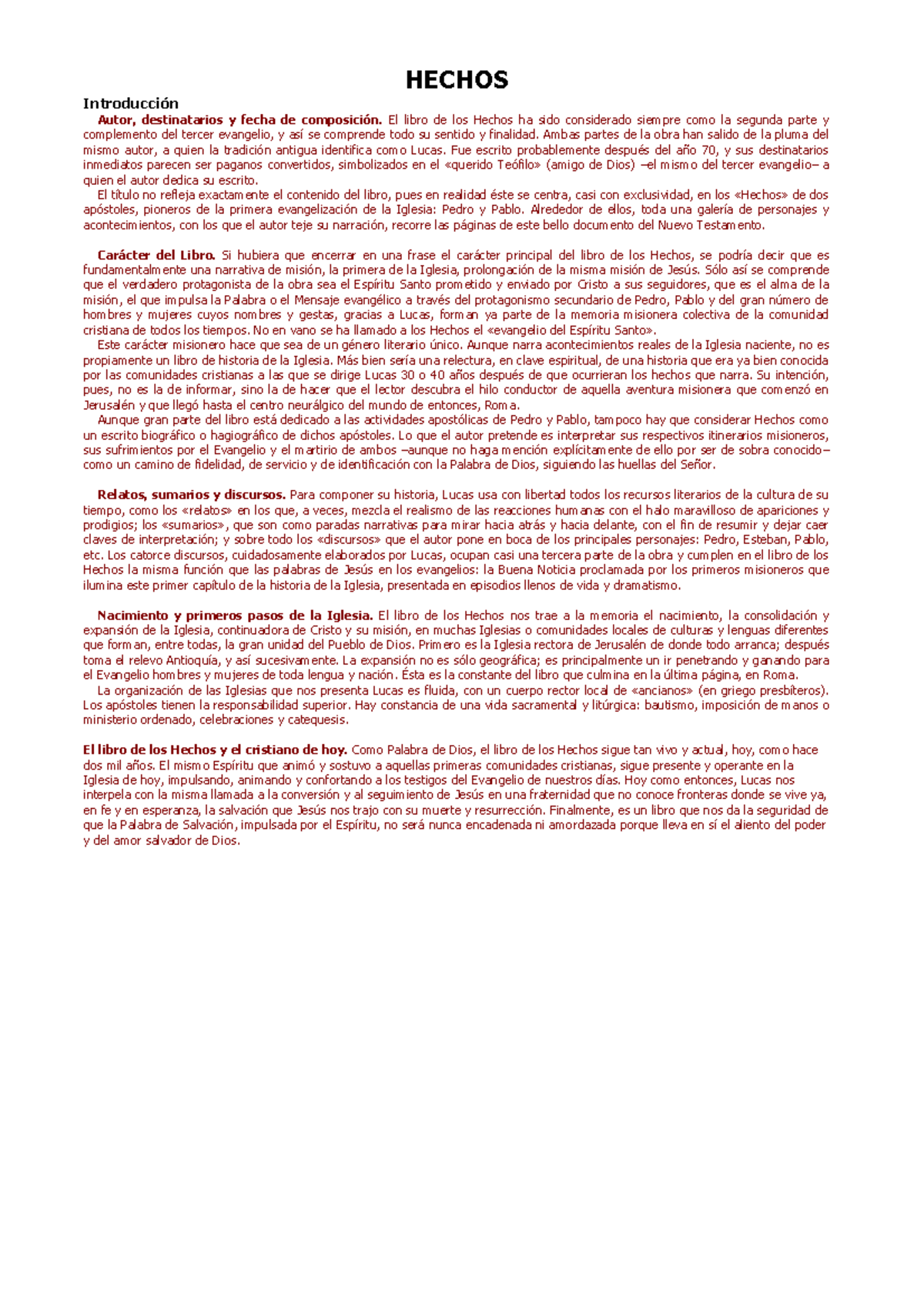 52Hechos - fsdfsdf - HECHOS Introducción ####### Autor, destinatarios y ...