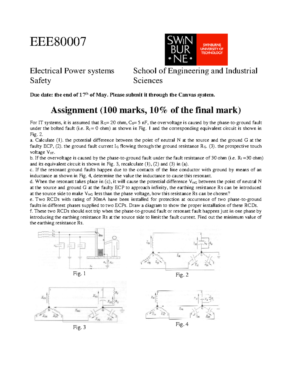 EEE Assignment: Electrical Power Systems Safety Analysis and ...