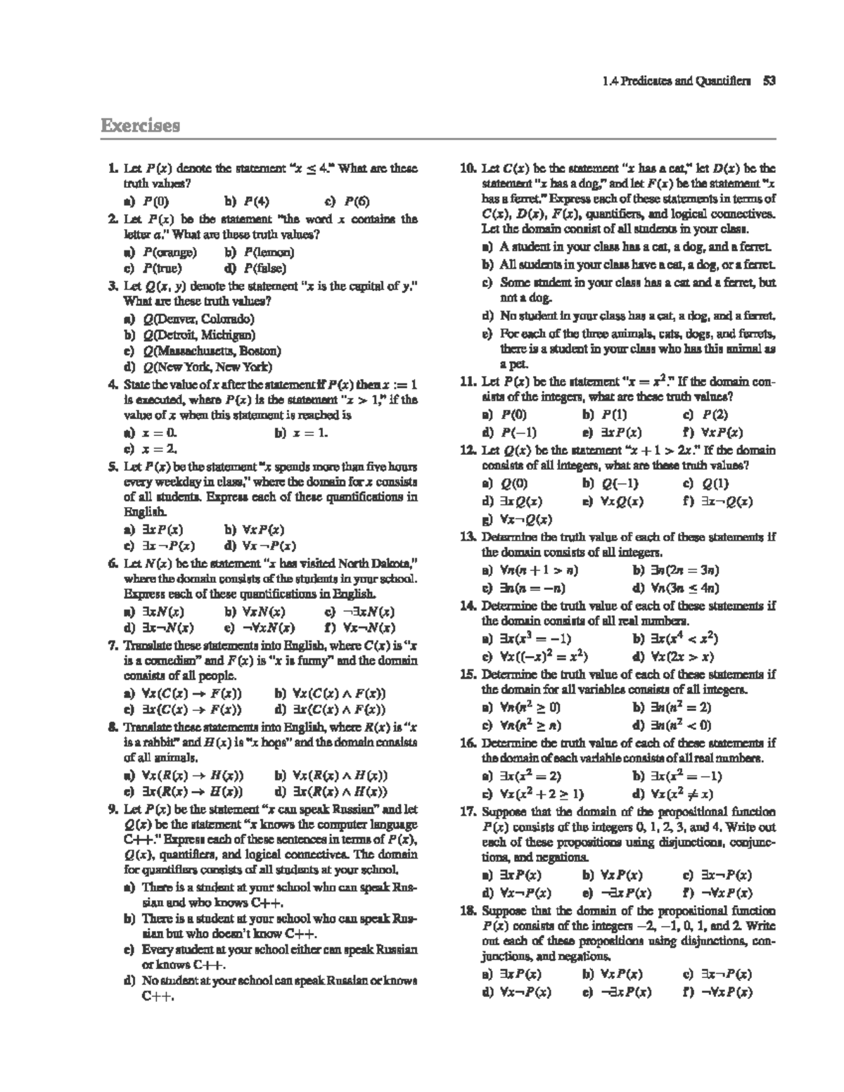 Discrete Question (Predicate Questions in Logic and Math) - Studocu