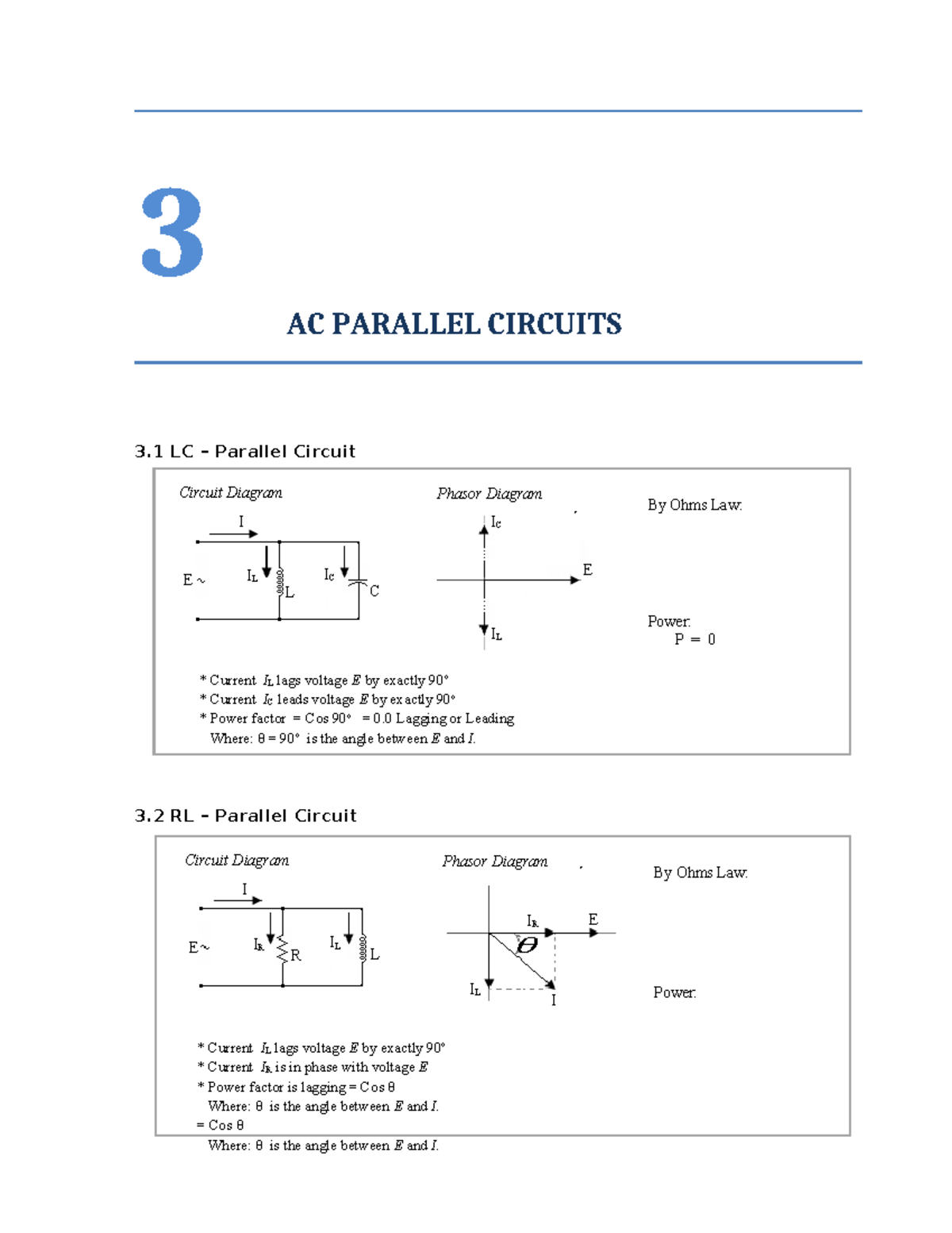 3.1 AC PARALLEL CIRCUITS: Detailed Analysis and Illustrative Problems ...