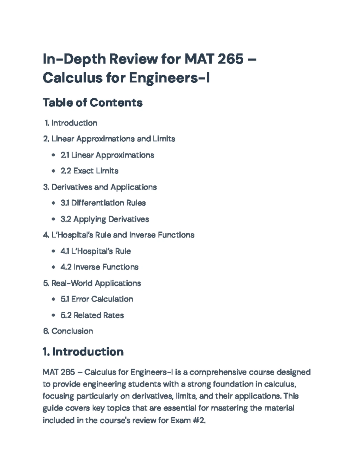 MAT 265 Final Exam Review: Understanding Product & Quotient Rules - Studocu