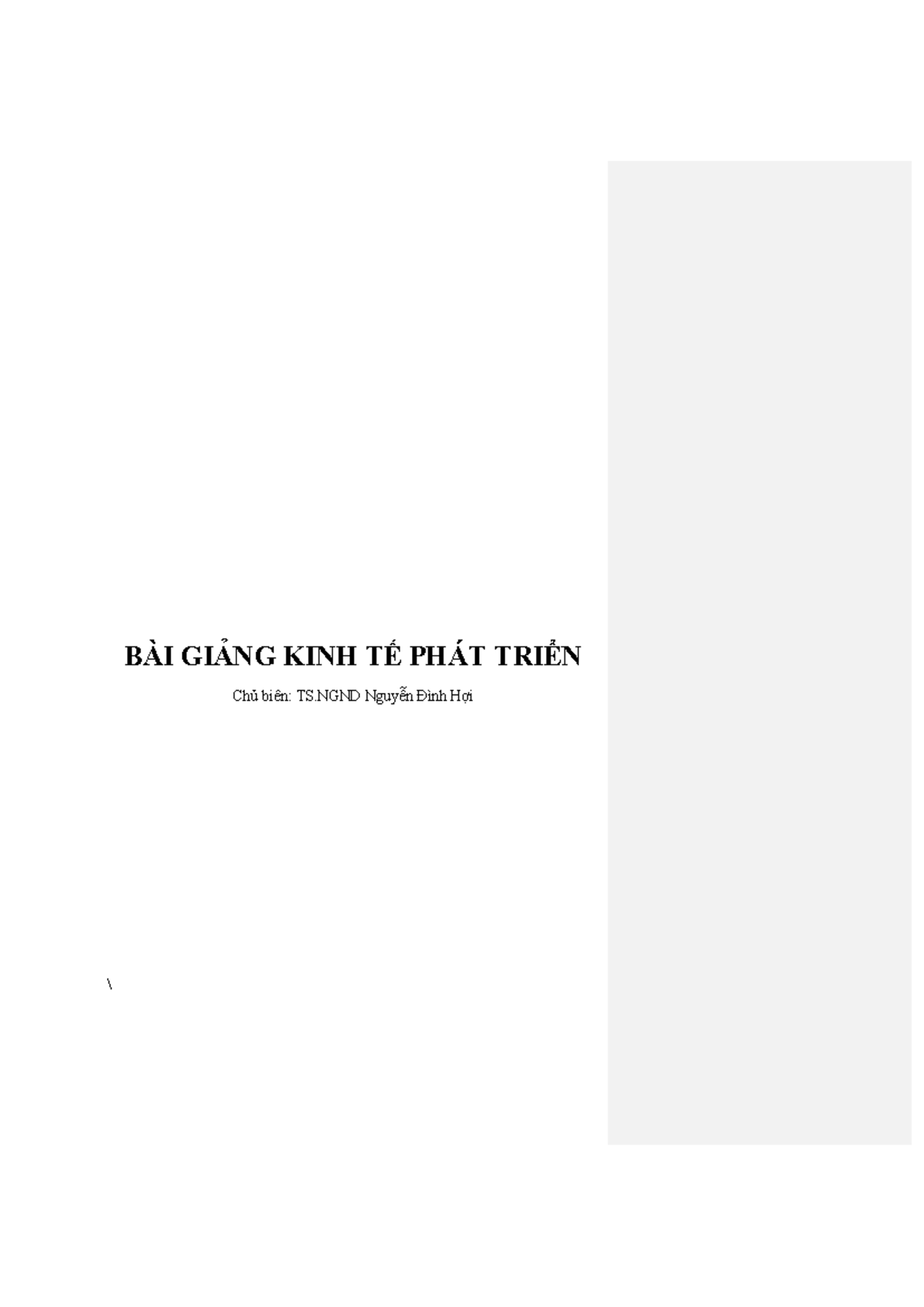 Giáo trình KTPT - Kinh Tế Phát Triển Nâng Cao Nlkt34 - Studocu