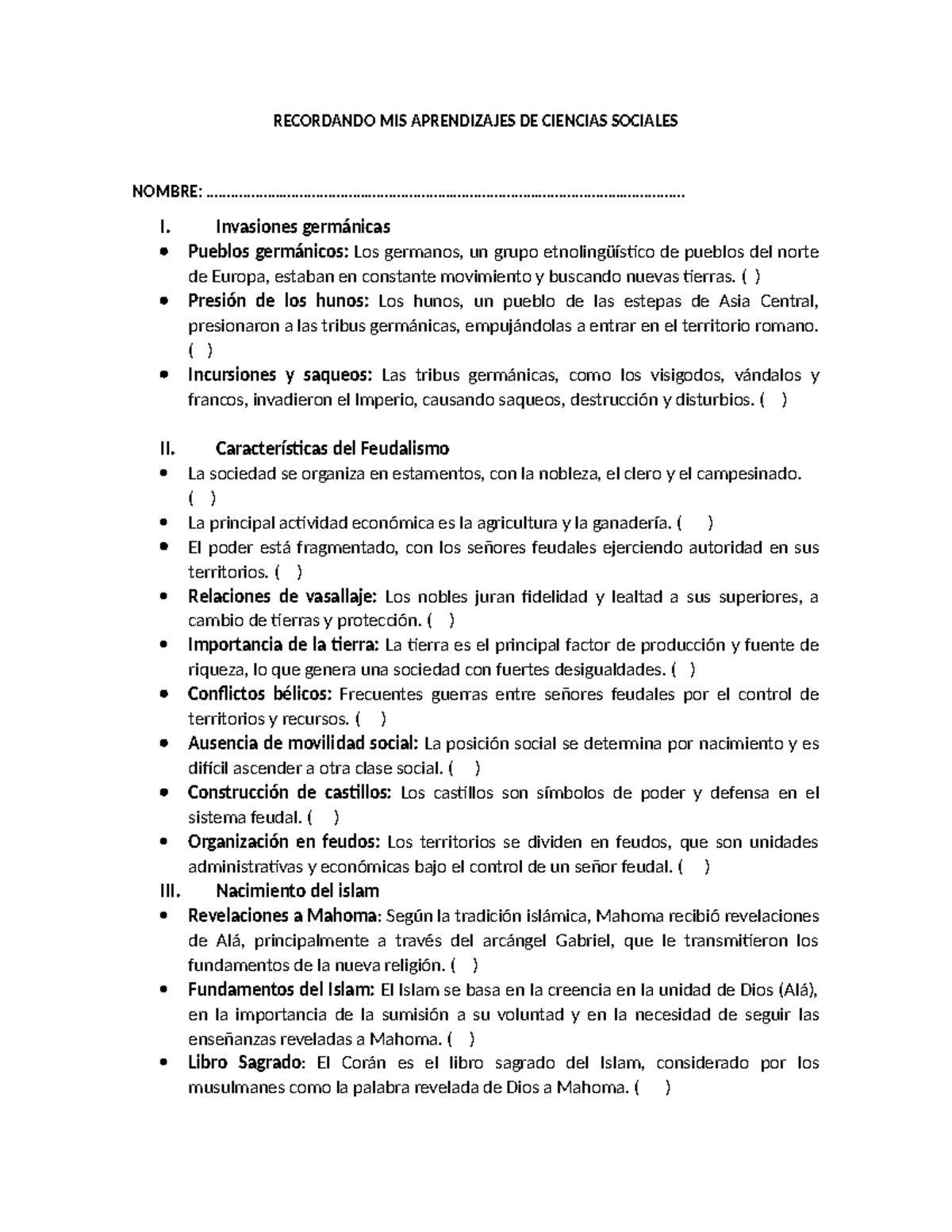 Examen Final de Ciencias Sociales: Invasiones Germánicas y Feudalismo ...
