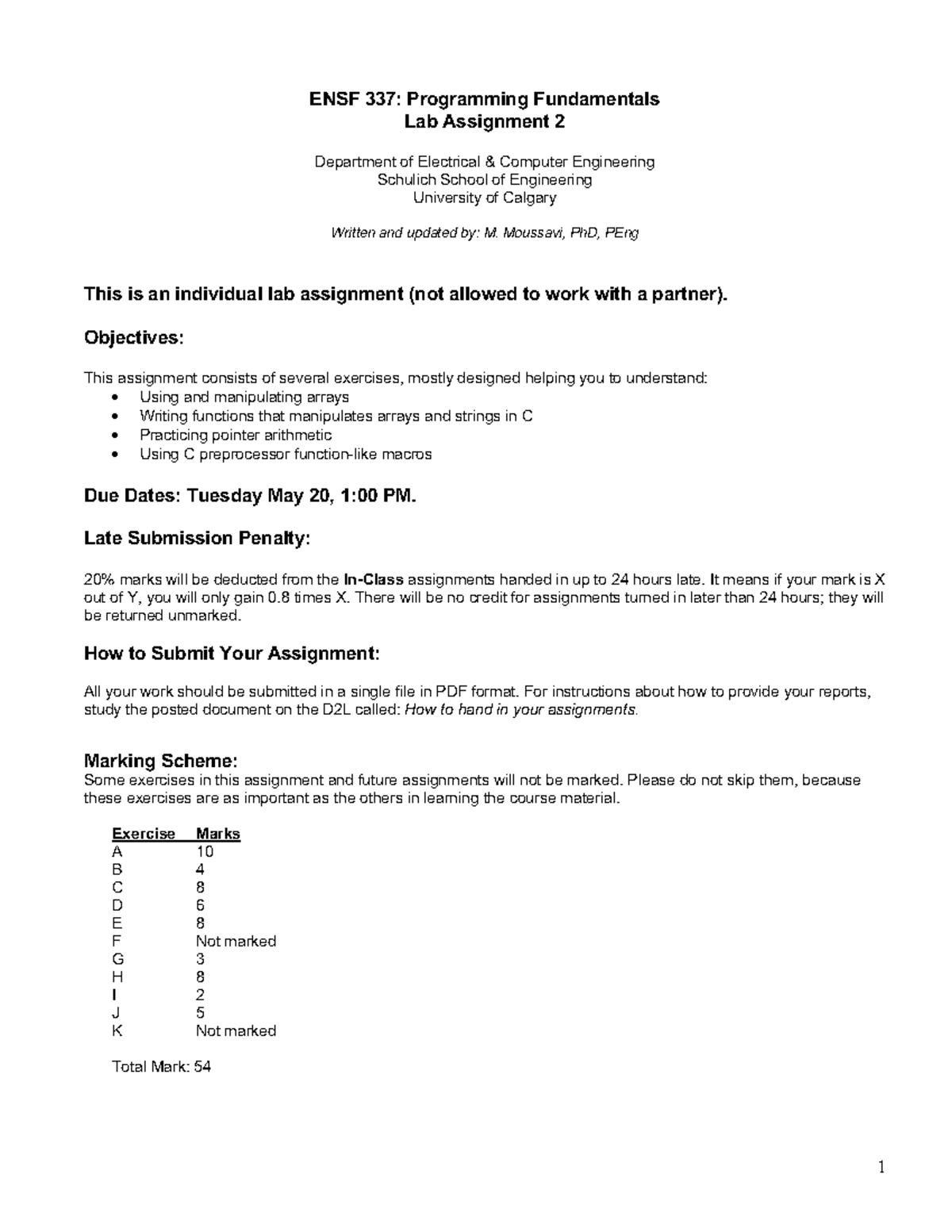 ENSF 337: Programming Fundamentals Lab Assignment 2 - Spring 2025 - Studocu