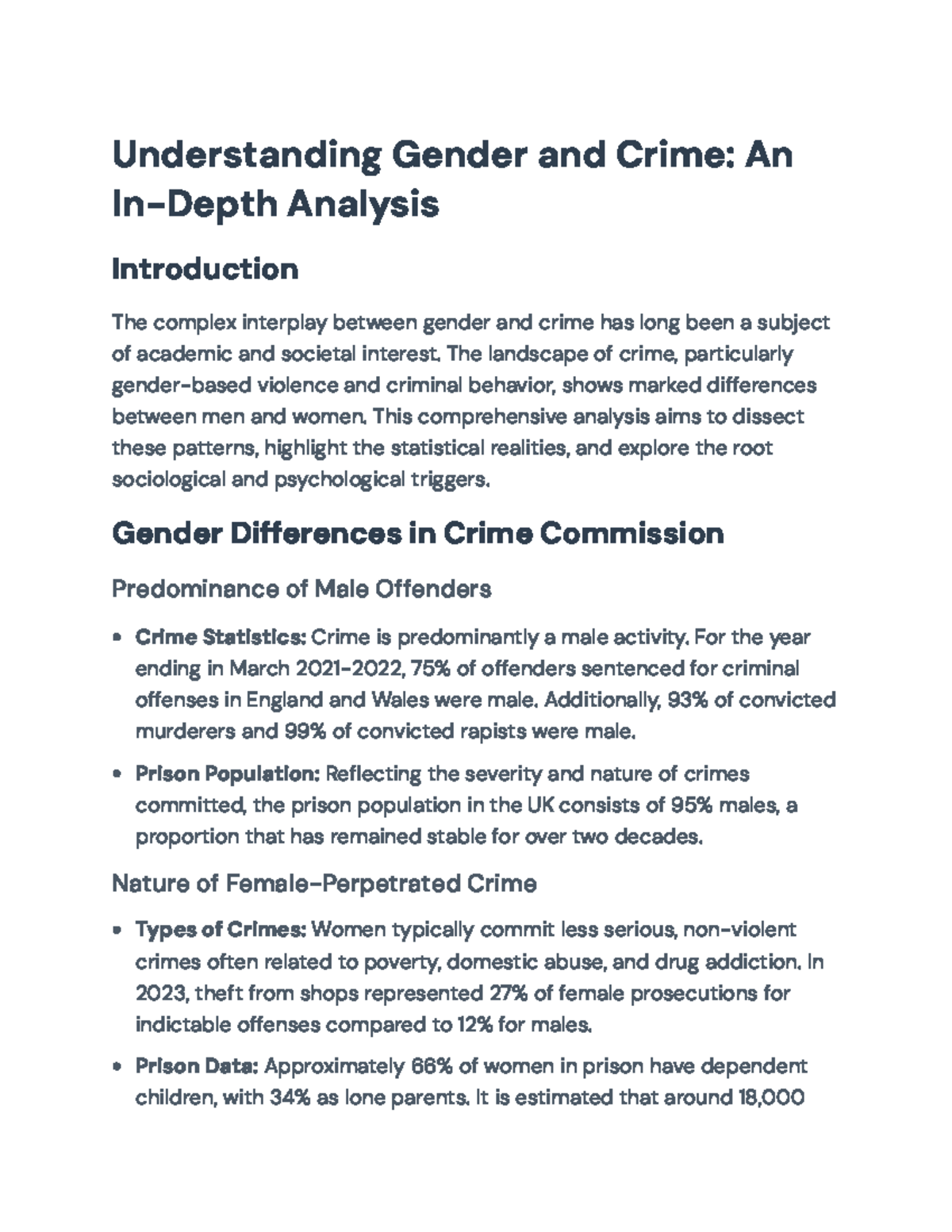 Understanding Gender and Crime: Patterns, Impact, and Legal Frameworks ...