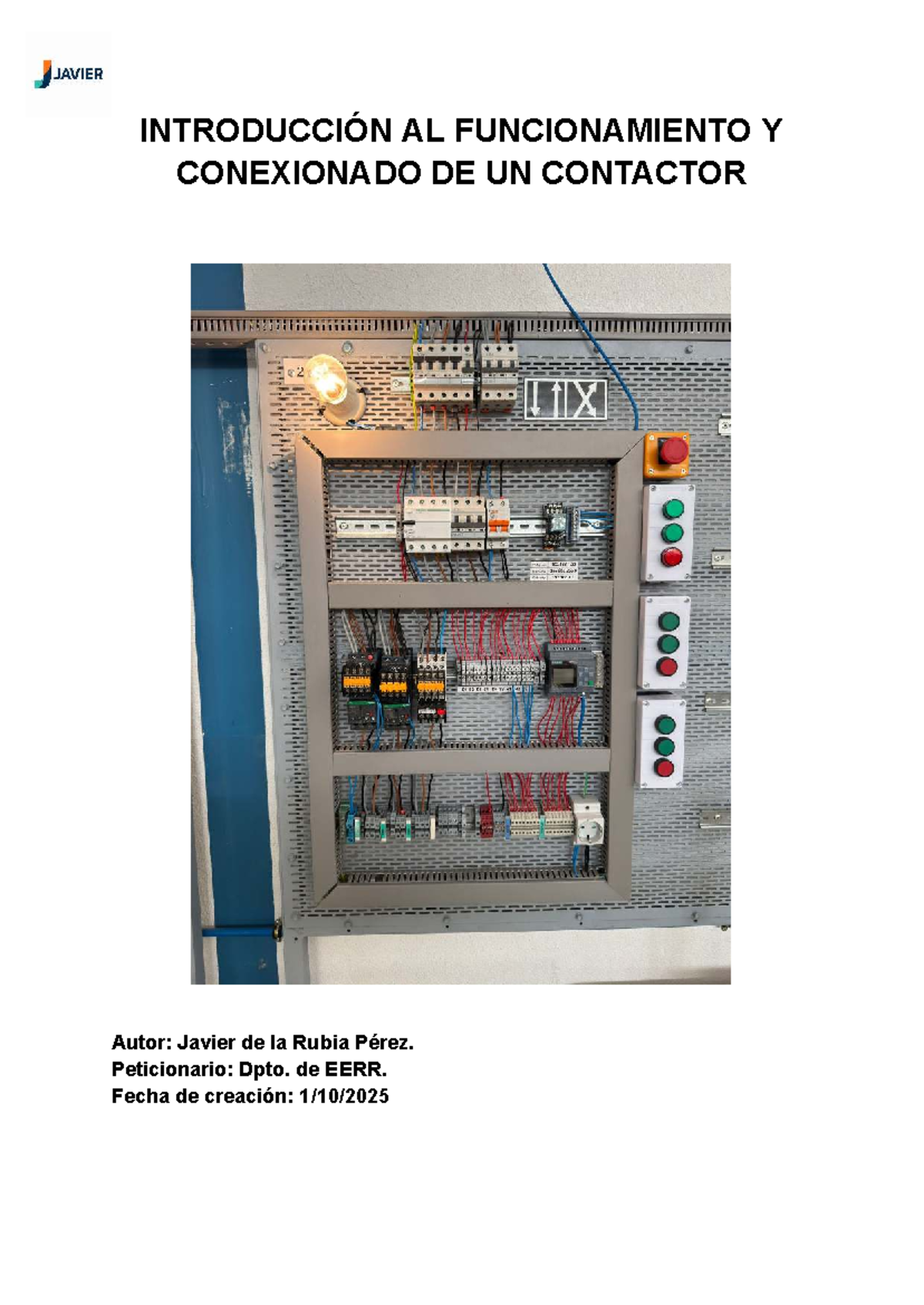 Memoria Práctica: Funcionamiento y Conexión de un Contactor (EERR ...