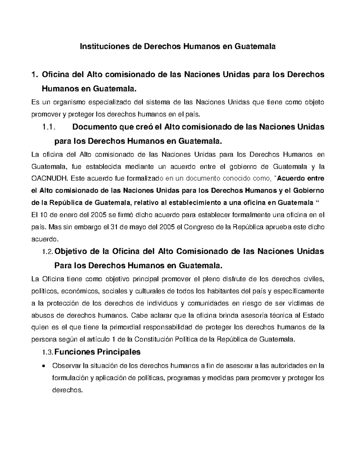 Instituciones y Funciones de los Derechos Humanos en Guatemala - Studocu