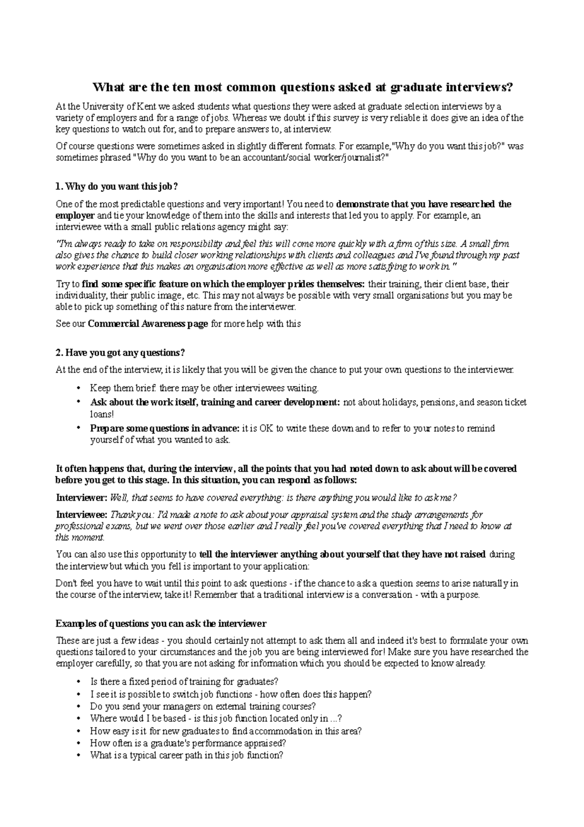 Common Graduate Interview Questions: FGDP Management Trainee Guide ...