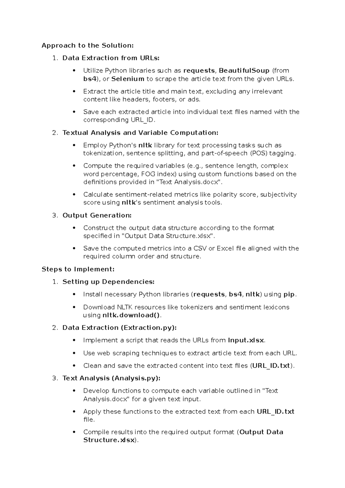Approach to the Solution - Data Extraction from URLs: Utilize Python ...