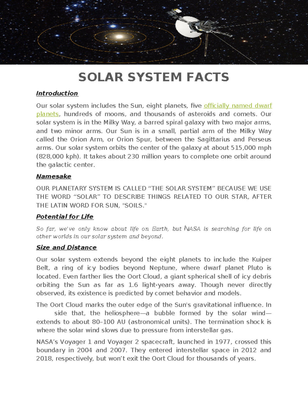 Solar System Facts: Overview and Key Insights (Project 3) - Studocu