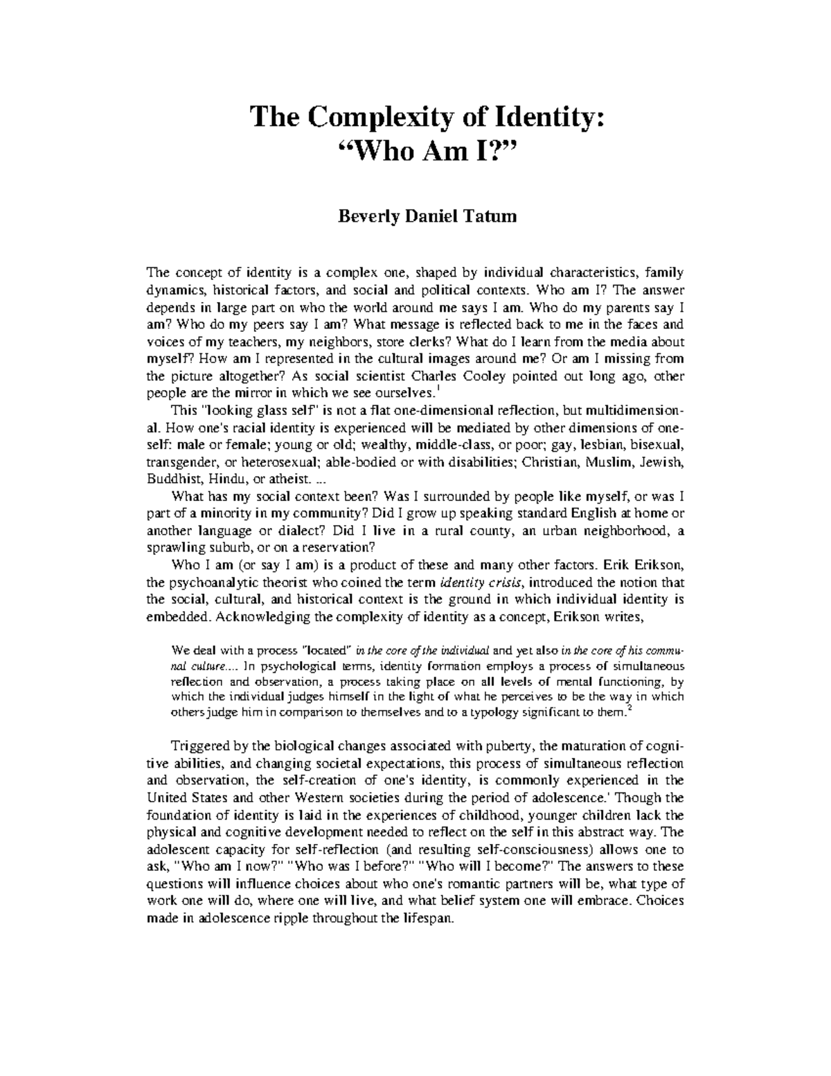 Exploring Complex Identities Understanding "Who Am I?" in Society