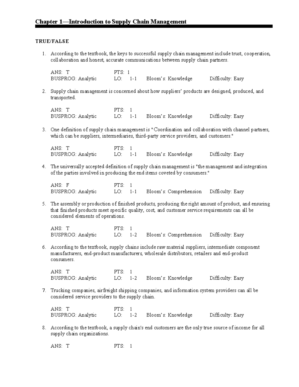 Chapter 1 Test Questions - Chapter 1—Introduction to Supply Chain ...