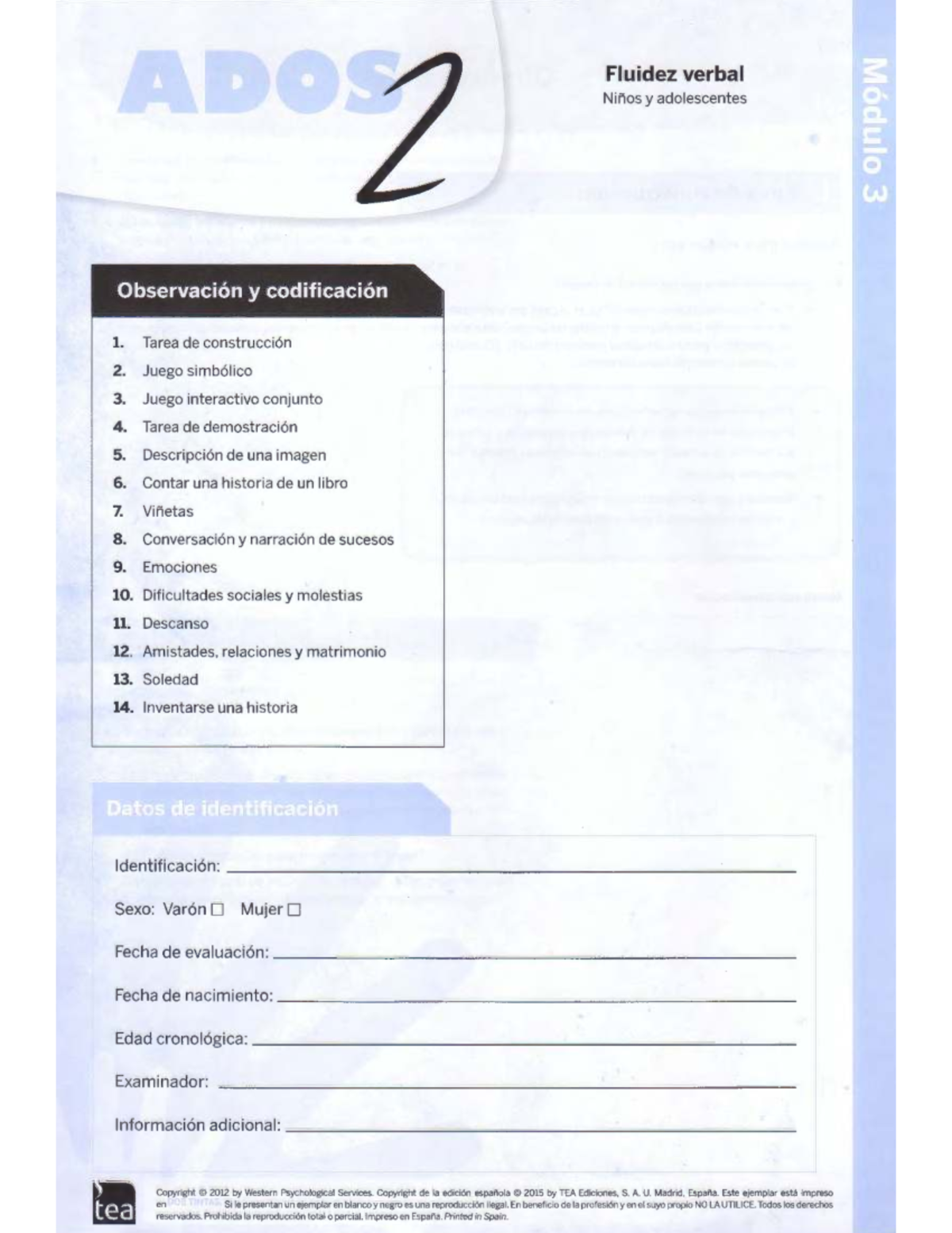 Módulo 3 ADOS-2: Evaluación de Fluidez Verbal en Niños y Adolescentes ...