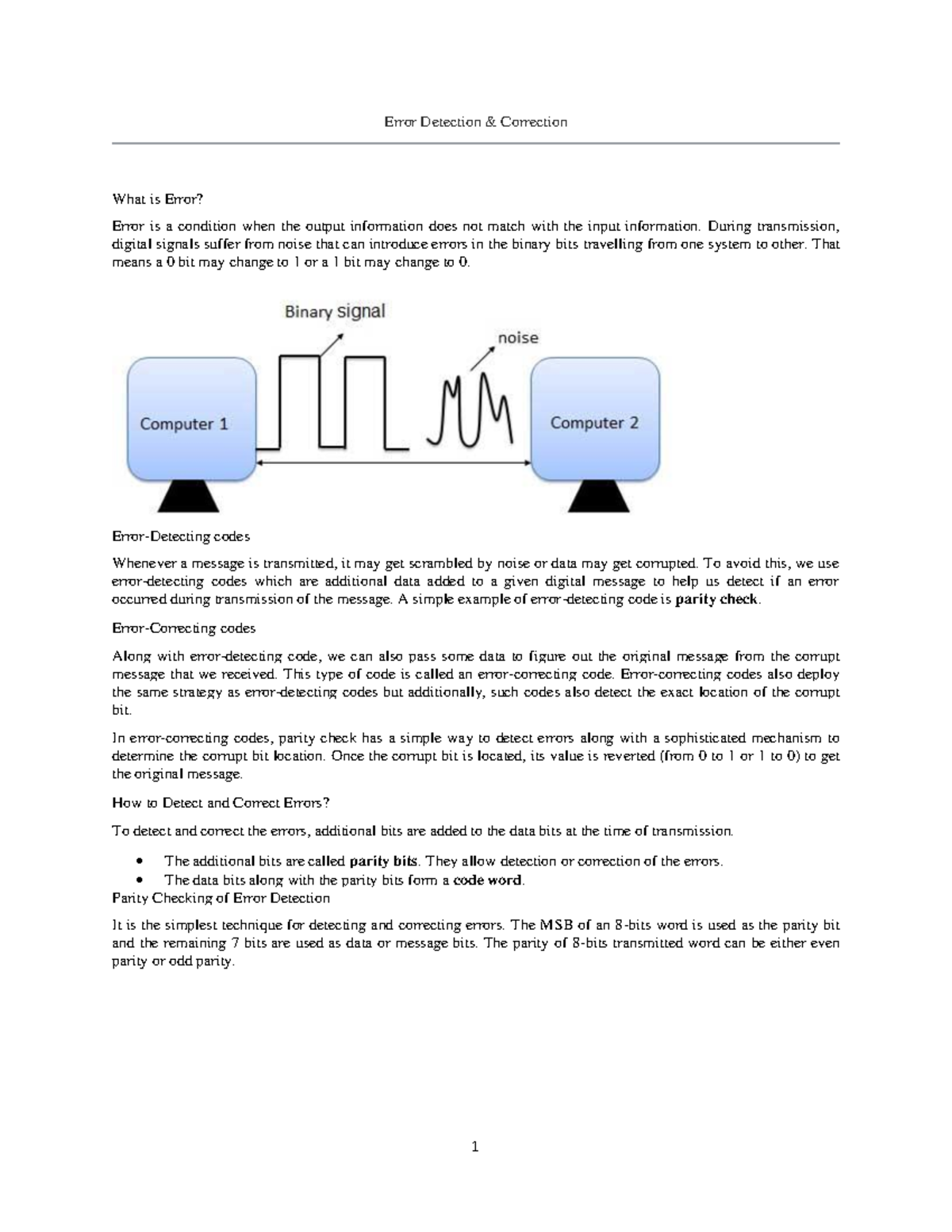 Error Detection - student notes - Error Detection & Correction What is ...