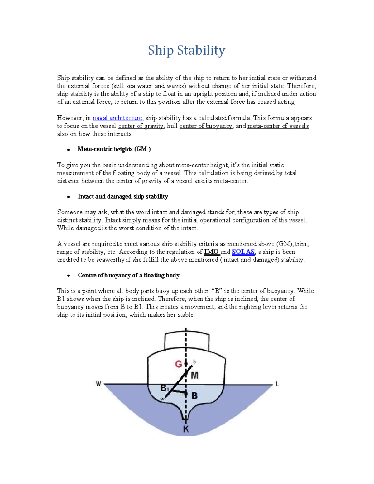 Ship Stability and Cross Curves (Exam Preparation Notes) - Studocu