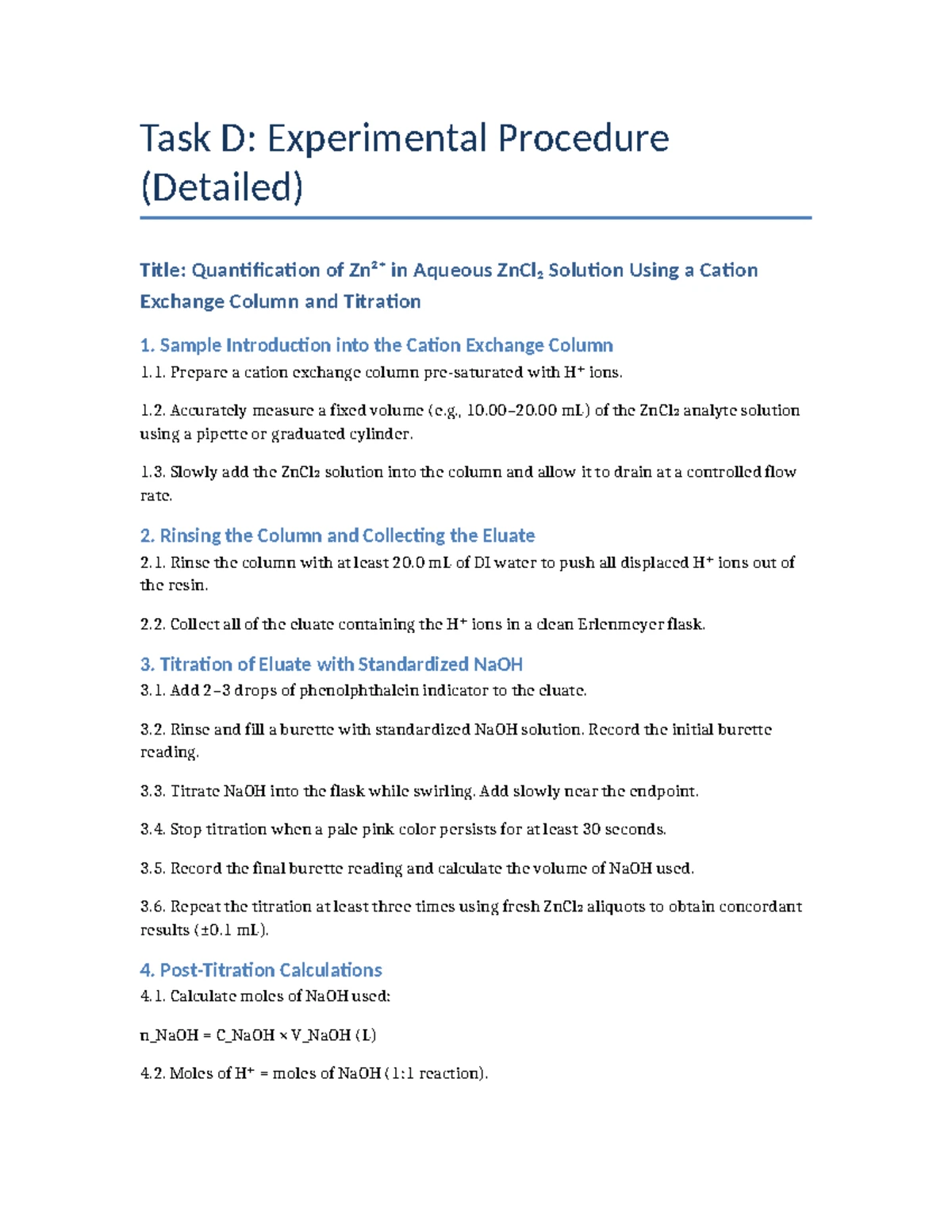 Task A Experimental Procedure - Task A: Experimental Procedure ...