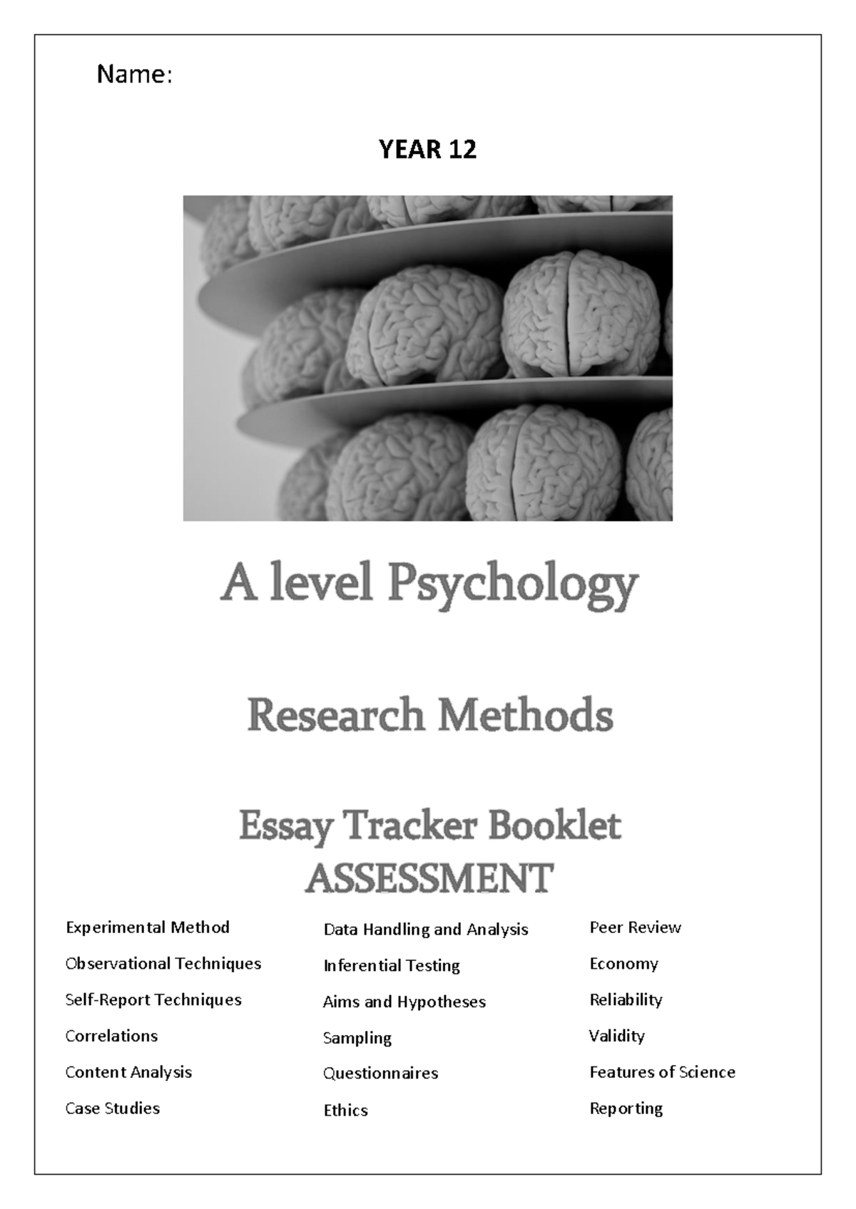 Year 12 Research Methods Exam Booklet: Key Concepts & Techniques - Studocu