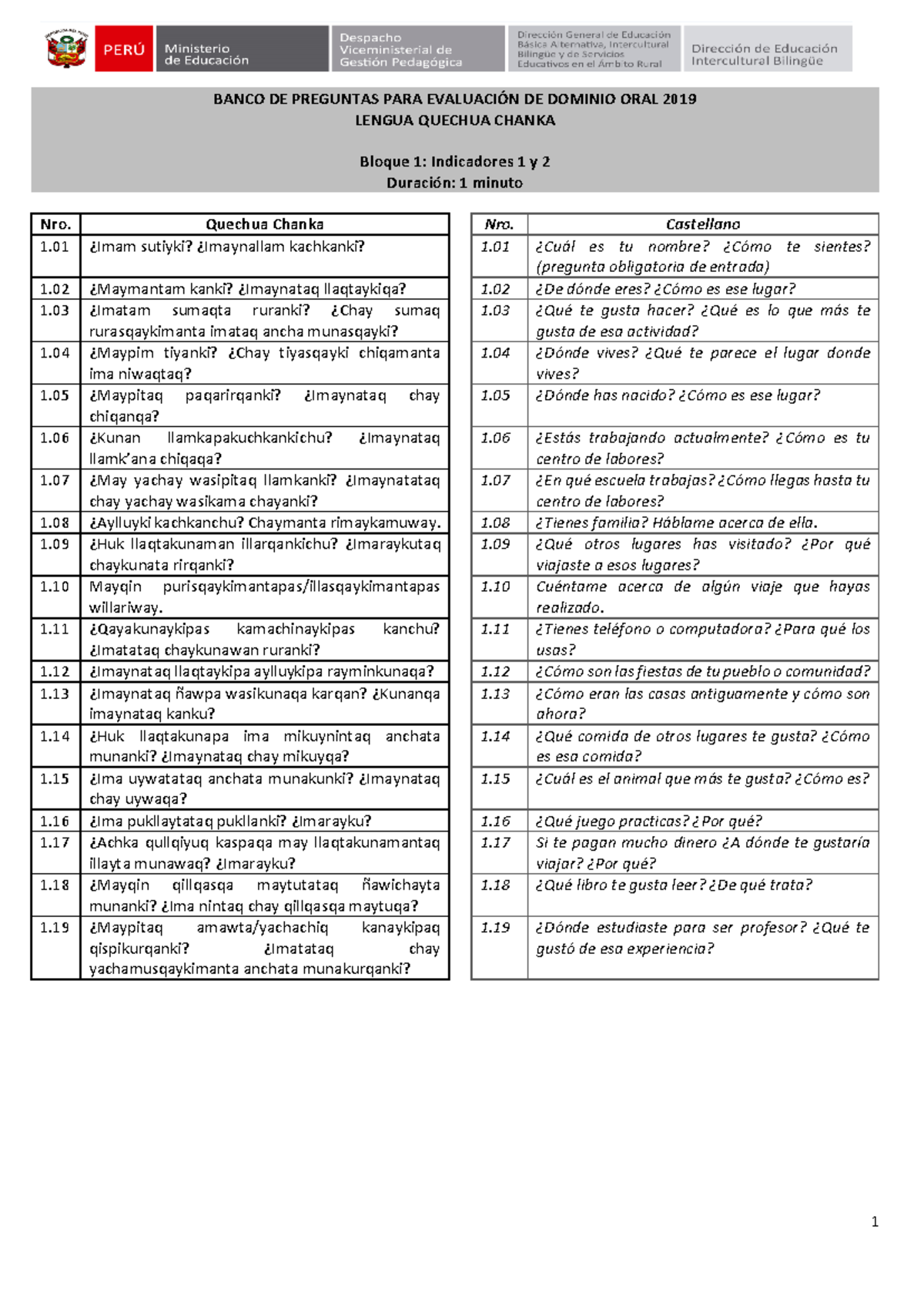 439472698 Preguntas para Evaluación Oral en Quechua Chanka - Document Preview