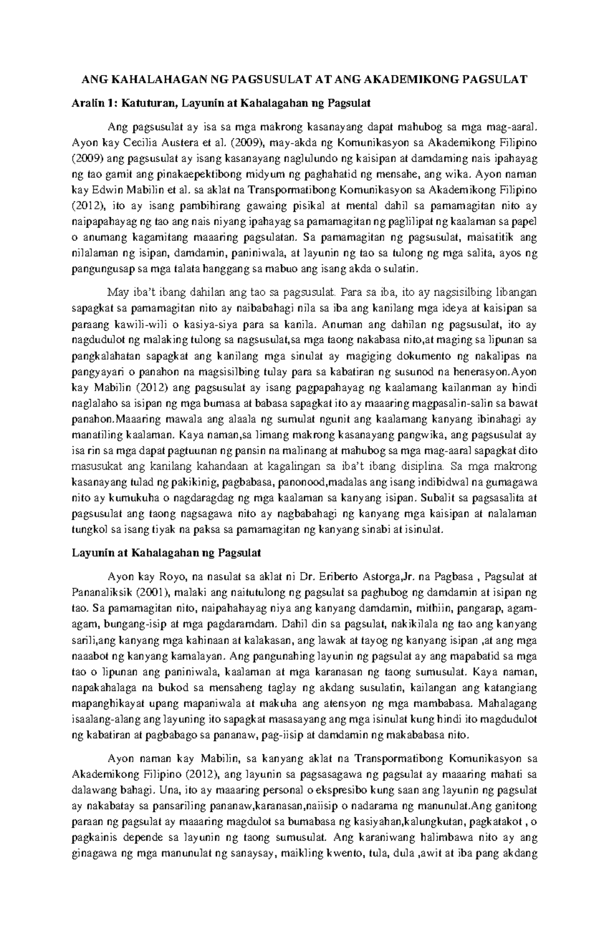ANG Kahalagahan ng Pagsusulat at Akademikong Pagsulat sa Aralin 1-3 ...