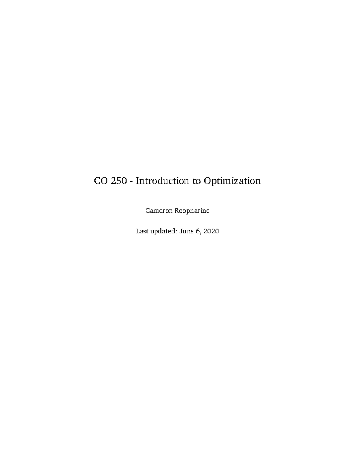 CO 250 Final Exam Study Guide: Introduction to Optimization - Studocu