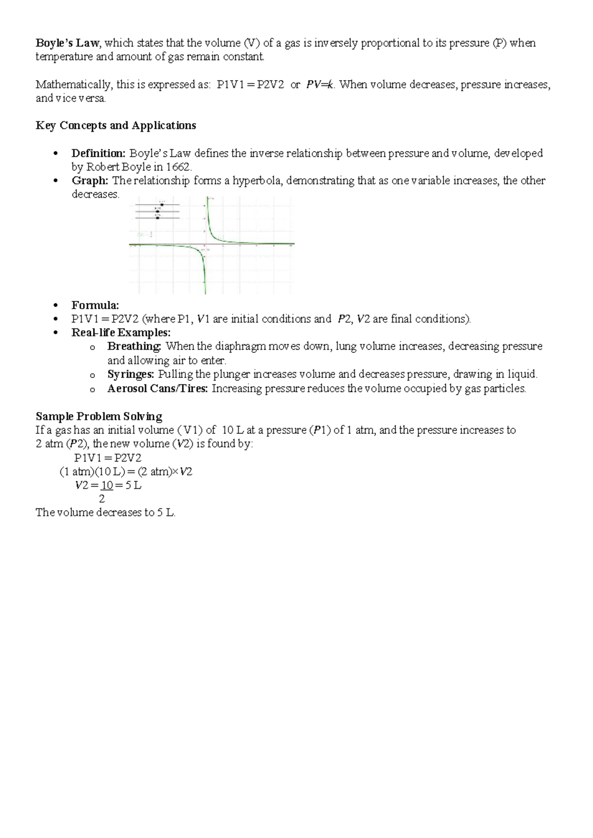 Boyle's Law: Understanding Pressure-Volume Relationship (SCI 101) - Studocu