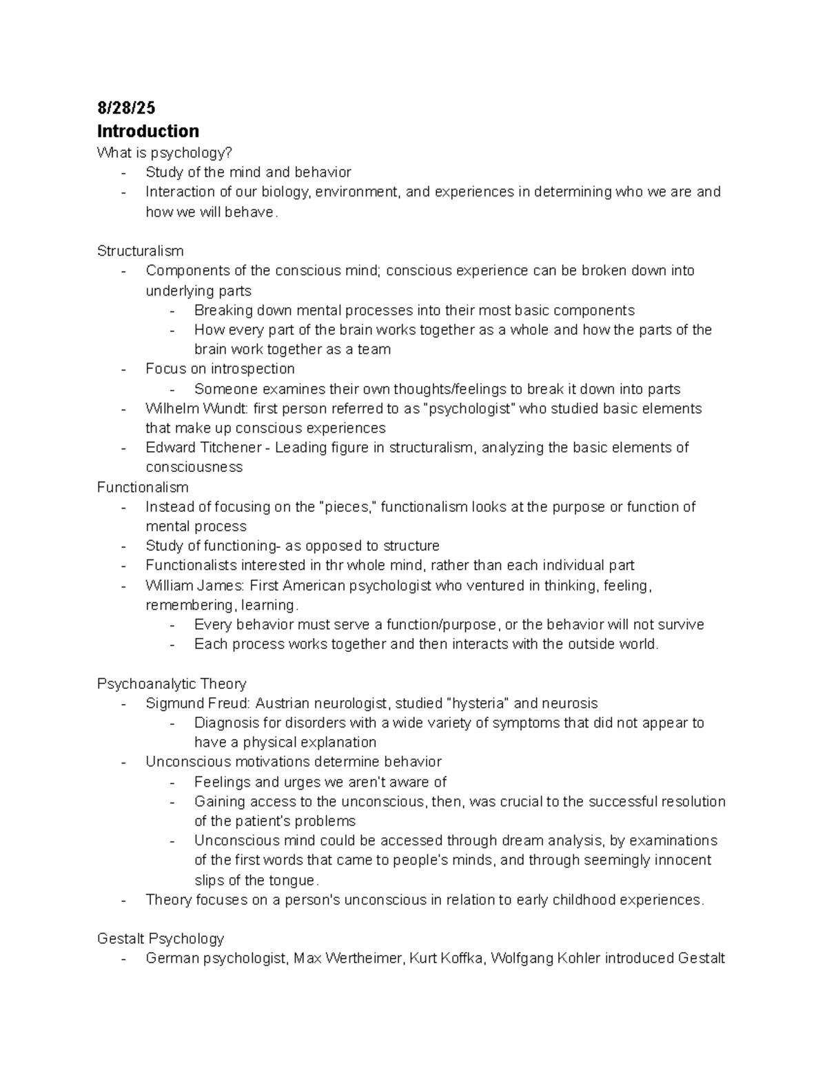 Psychology Overview: Key Concepts and Theories in PSY 101 - Studocu