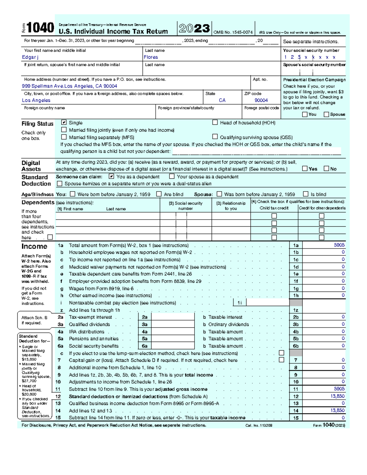 F1040 - ssss - Form 1040 U. Individual Income Tax Return 2023 ...