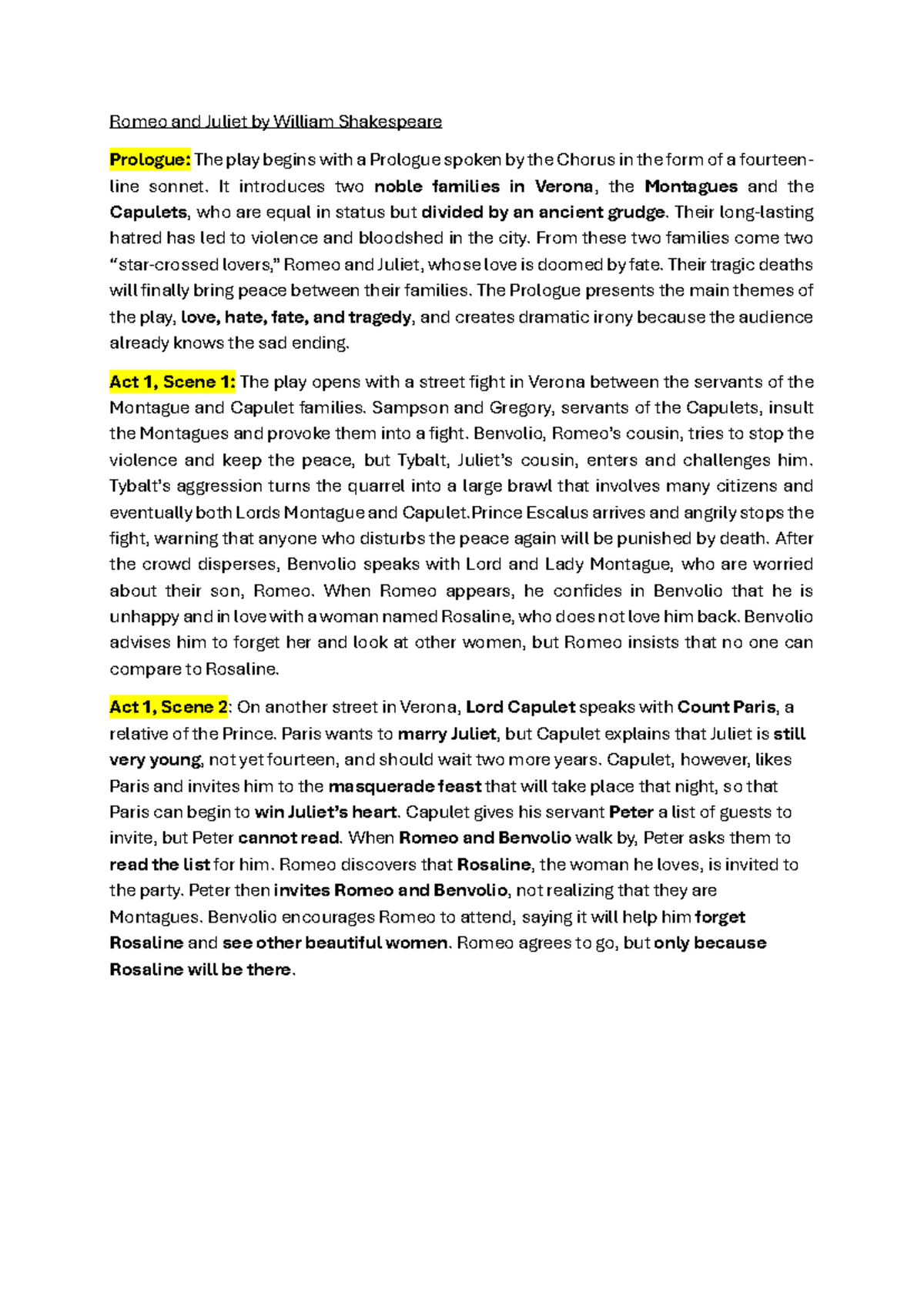 Romeo and Juliet (ENG 101) - A Comprehensive Study Guide - Studocu